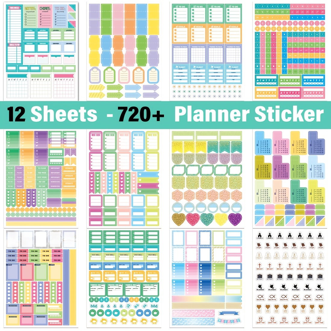 Aesthetic Planner Stickers For Fun Planning - 28 Sheets/ 1345 Monthly  Planner Stickers For Productivity Work, Seasonal Holiday Planner Stickers  Perfec