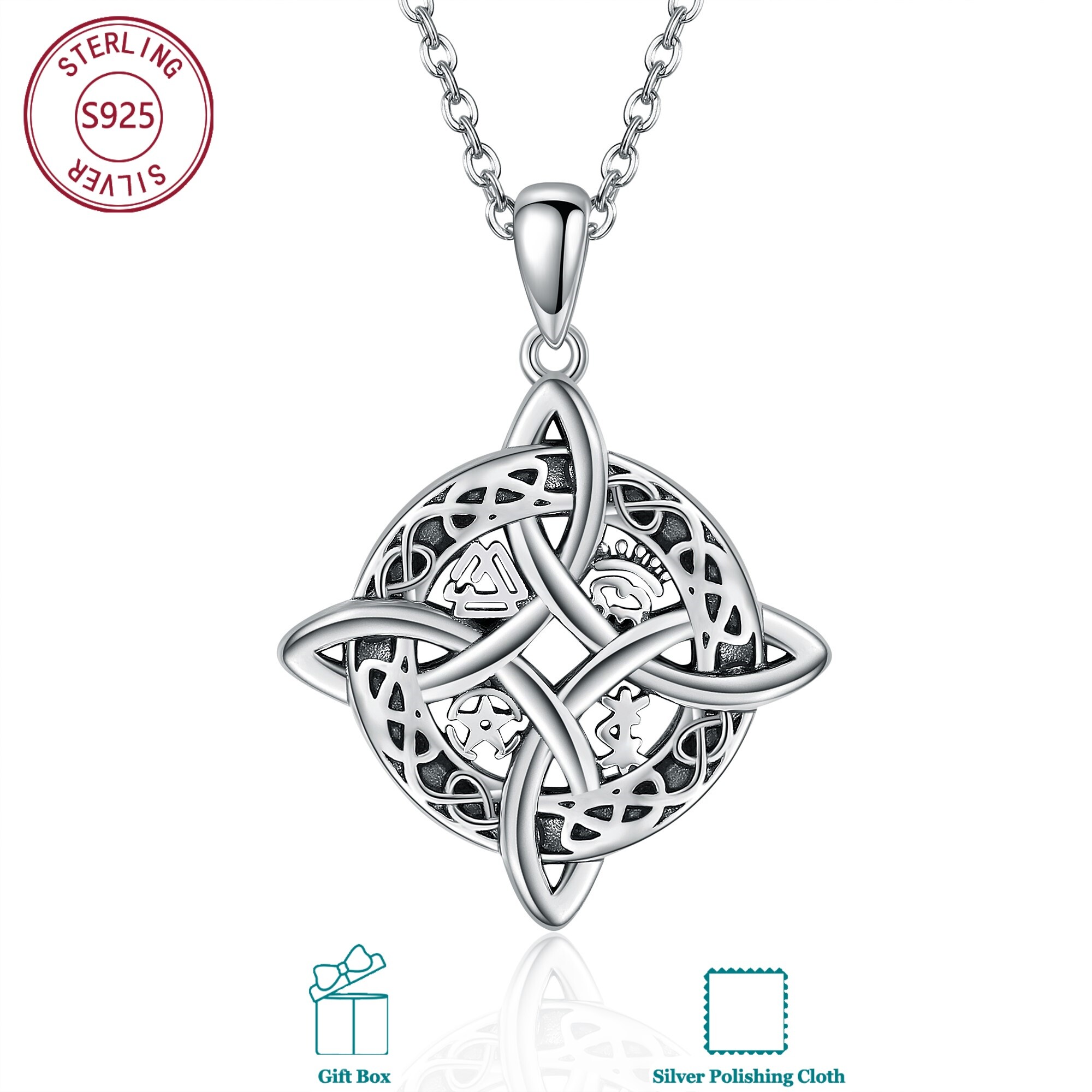925 Sterling Silver Pendant Necklace Featuring The Witch's Knot Symbol, Designed With A Theme Of Mysterious Protection And Spells, A Gothic Style Personalized Talisman For Women To . For Halloween