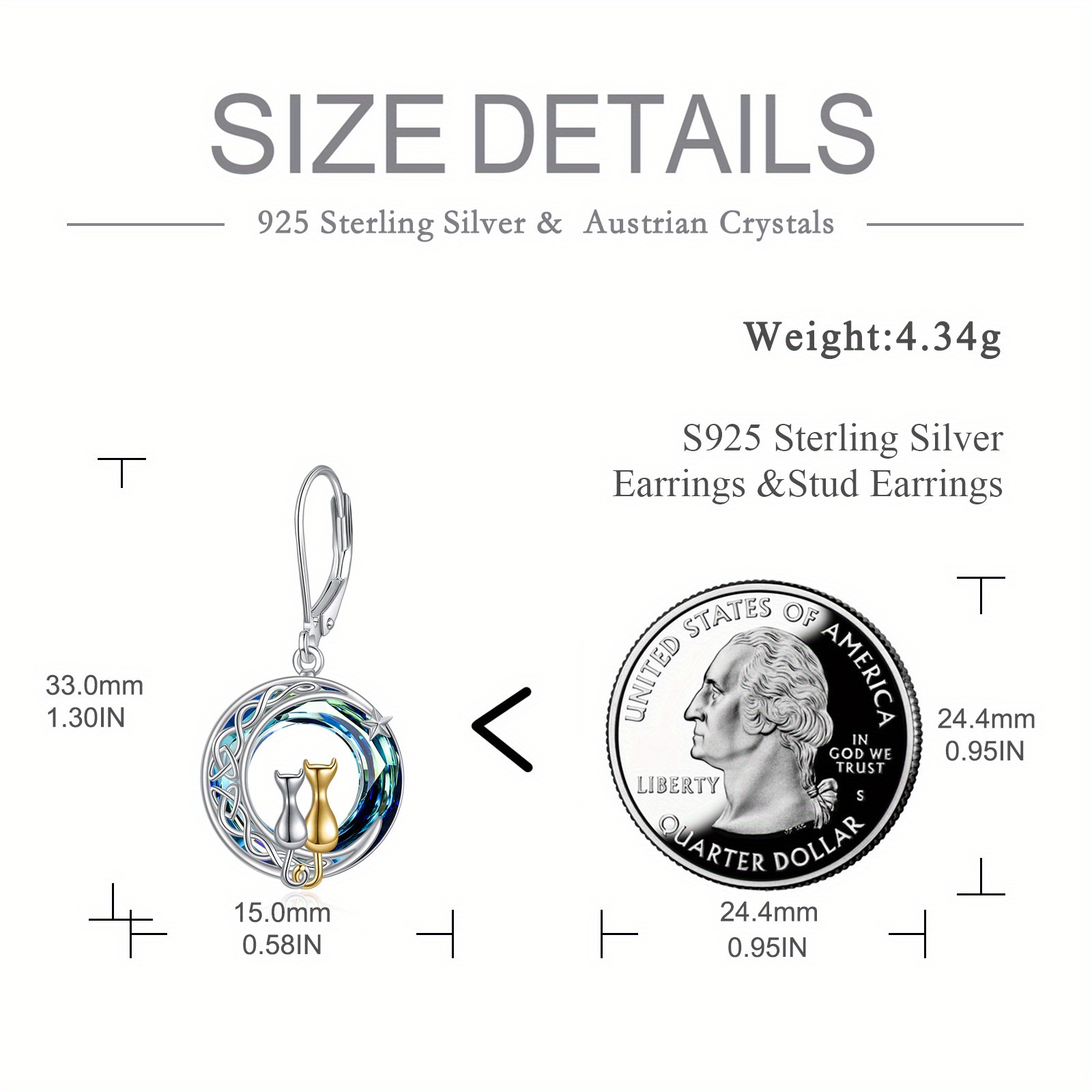 blue artificial crystal   earrings for women 925 sterling   leverback dangle jewelry birthday gifts for her Product details 5