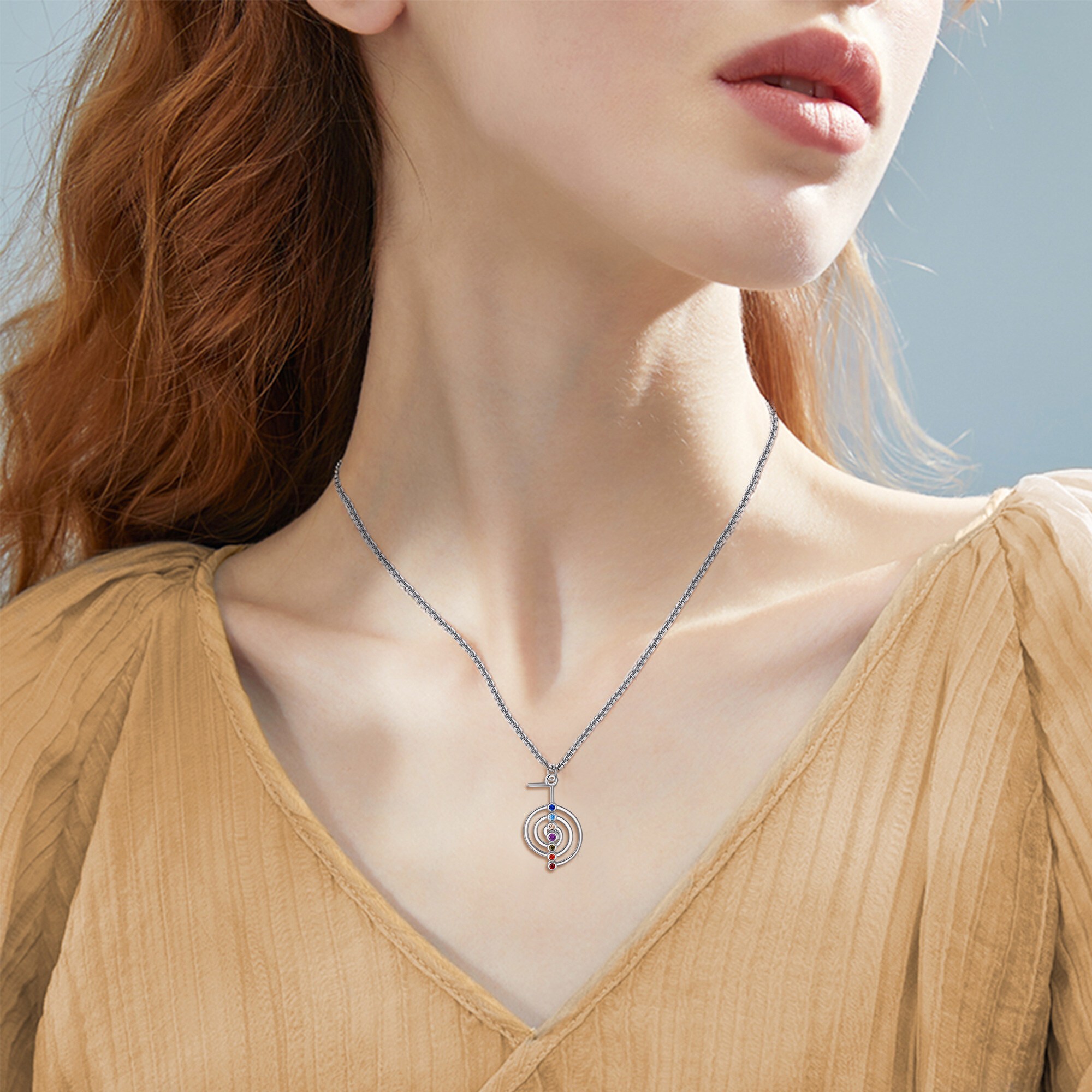 Sterling Silver Chakra Symbols Necklace