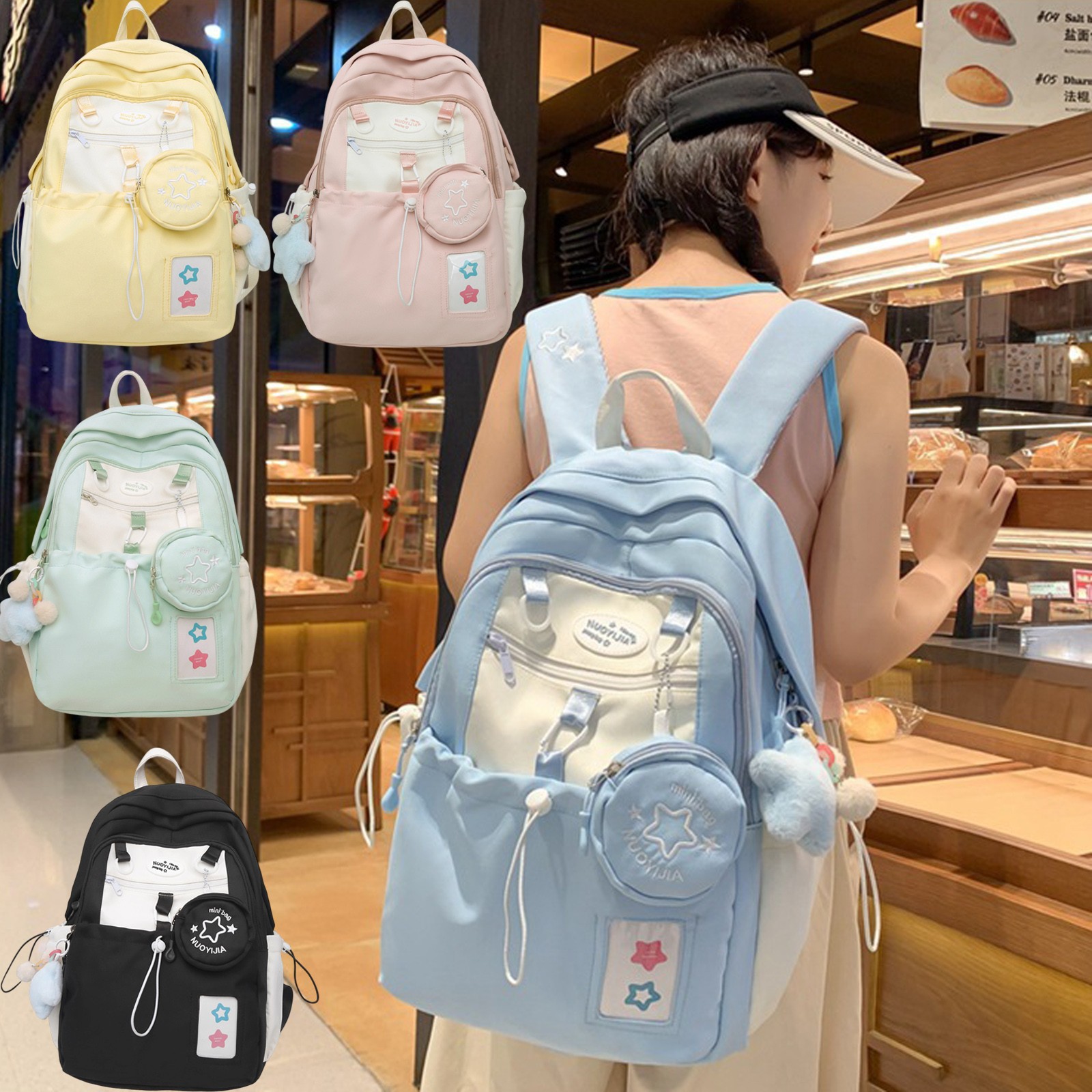 cute yellow backpack sold on Temu United States