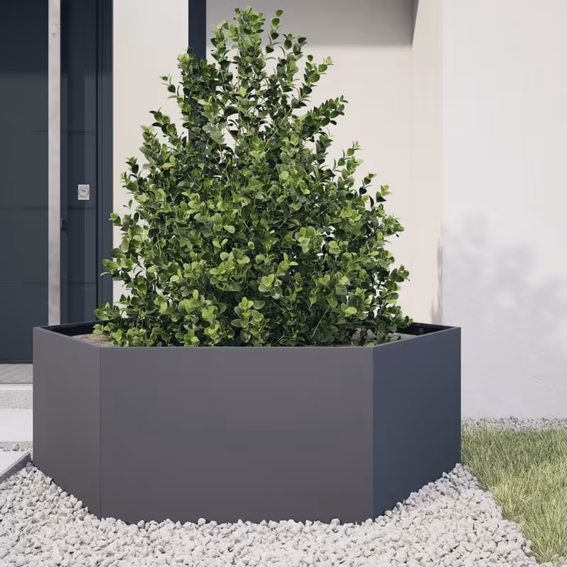 garden raised bed planter box garden planter hexagon 138x120x45 cm steel planter bed for flowers vegetables herbs home garden patio ground decor 0