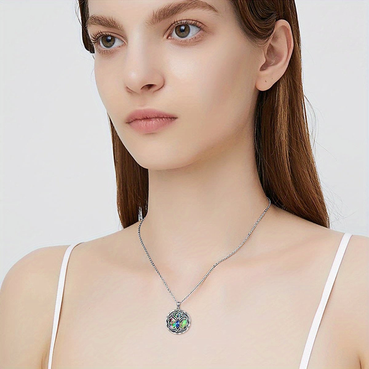Women's Sterling Silver Celtic Tree of Life Necklace, Simulated Sapphire