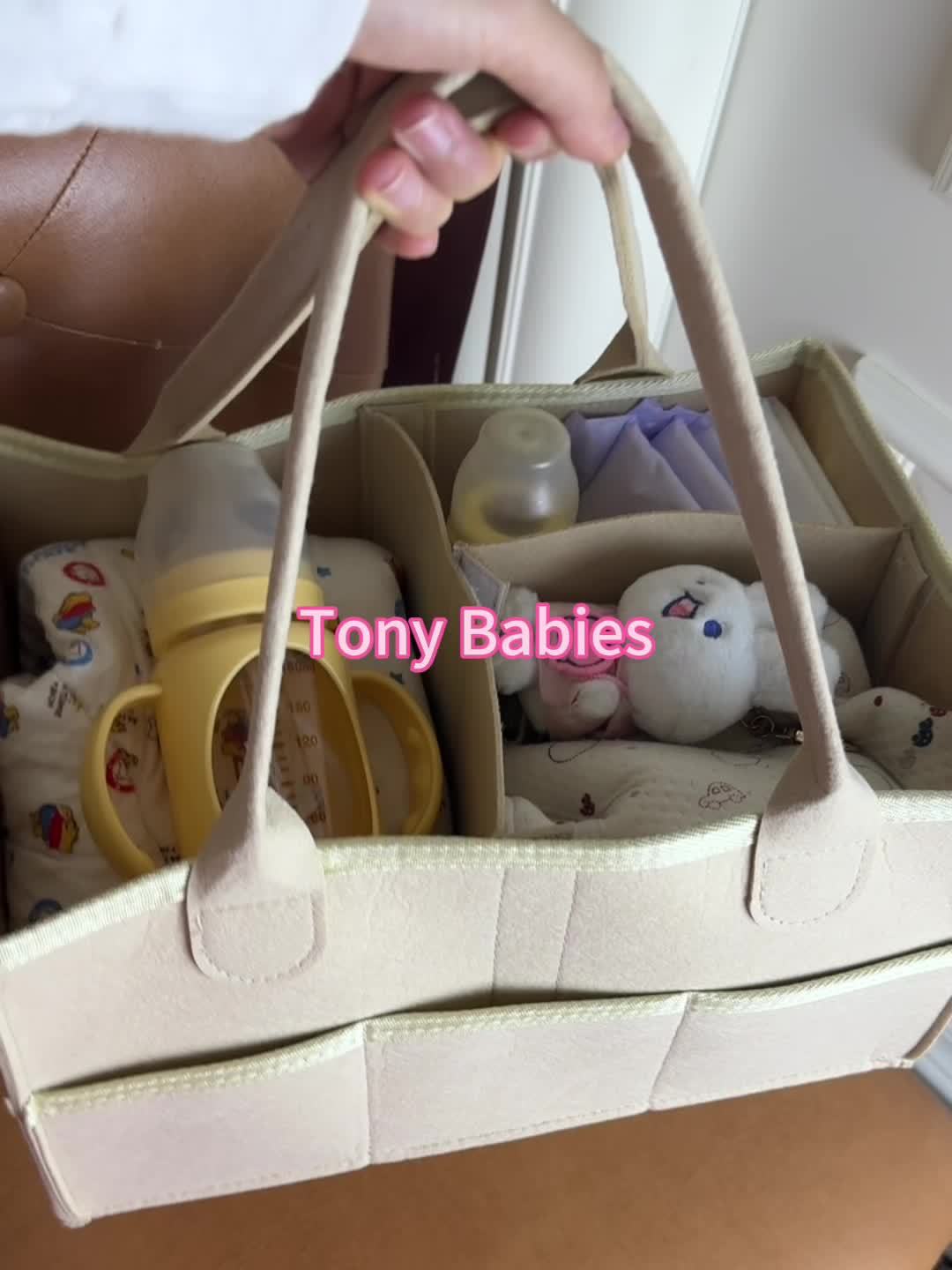 Spacious Felt Diaper Storage Bag for Parents