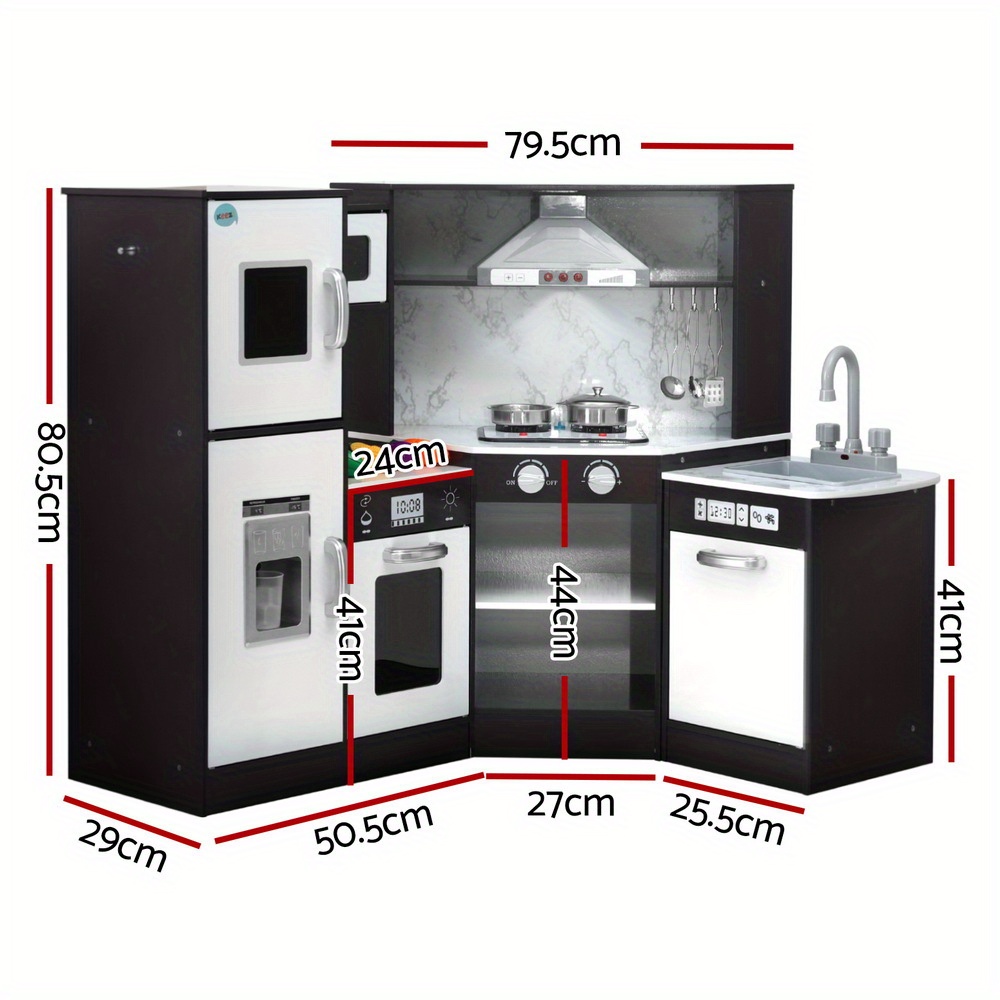   kids kitchen play set wooden pretend cooking playset w sounds lights black Product details 2