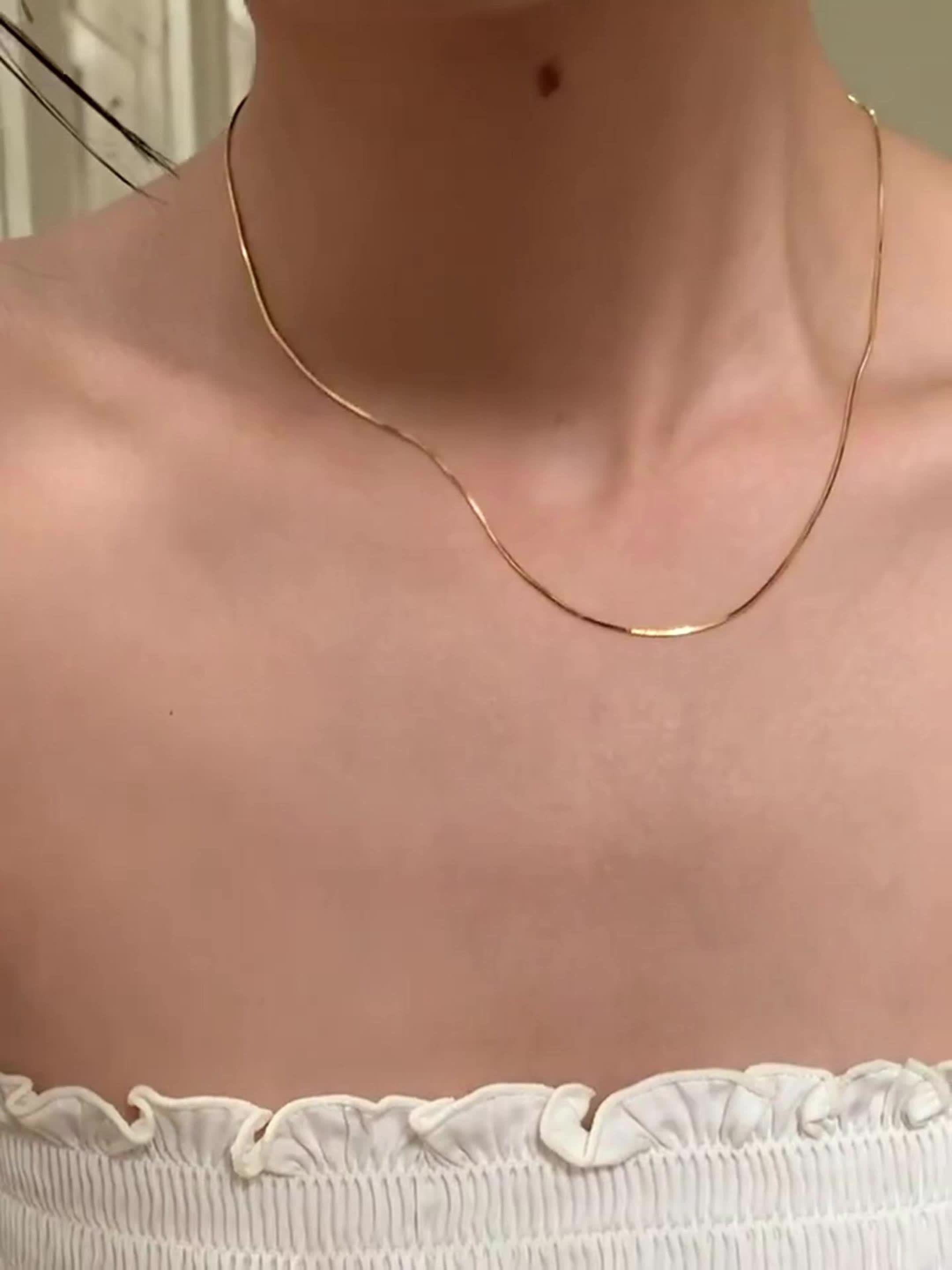 925 Silver Snake Bone Chain Necklace for Women