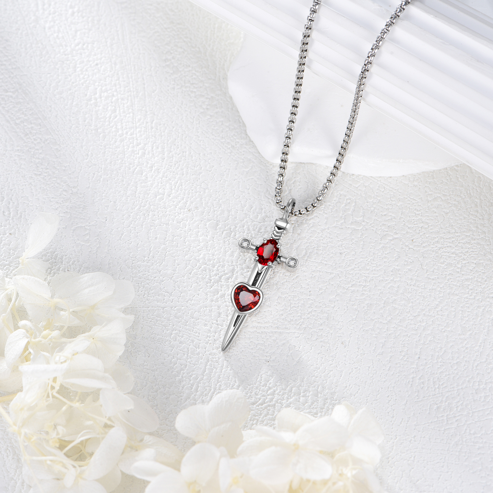 925 Sterling Silver CZ Sword Necklace Unisex for Daily Wear