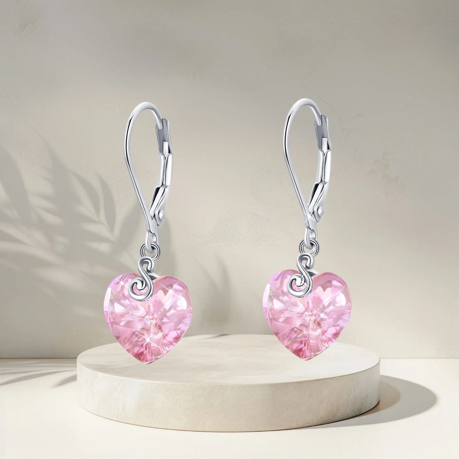 925 Sterling Silver Birthstone Crystal Dangle Lever Back Earrings With Synthetic For Women Christmas Gift