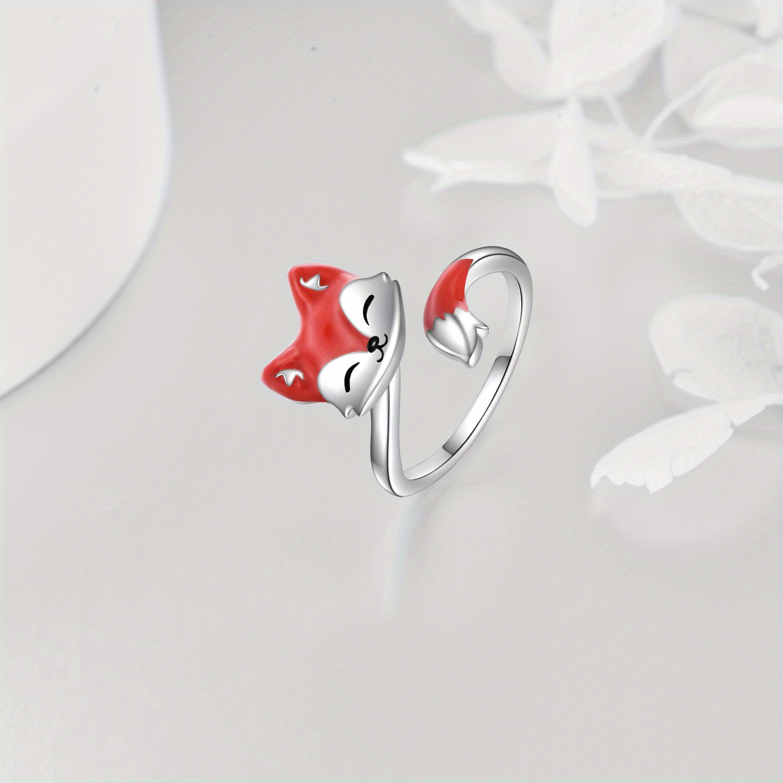 YFN Fox Spinner Ring 925 Sterling Silver Fidget Ring for Anxiety