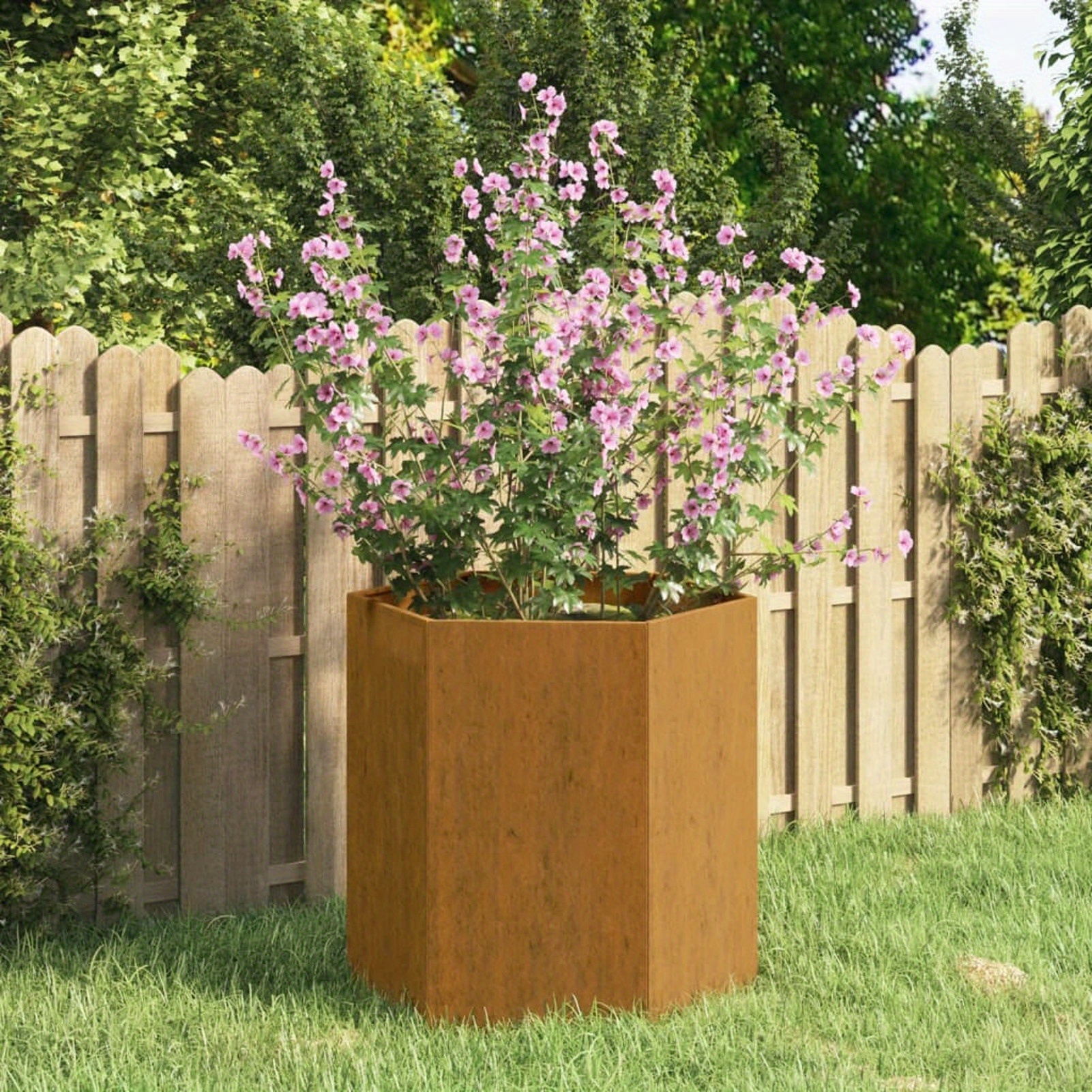 

Rusty Planter 40x40x45 Cm Corten Steel Planting Tray For Growing Flowers, , Plants, Outdoor Raised Bed For Vegetable Garden For Terrace And Balcony