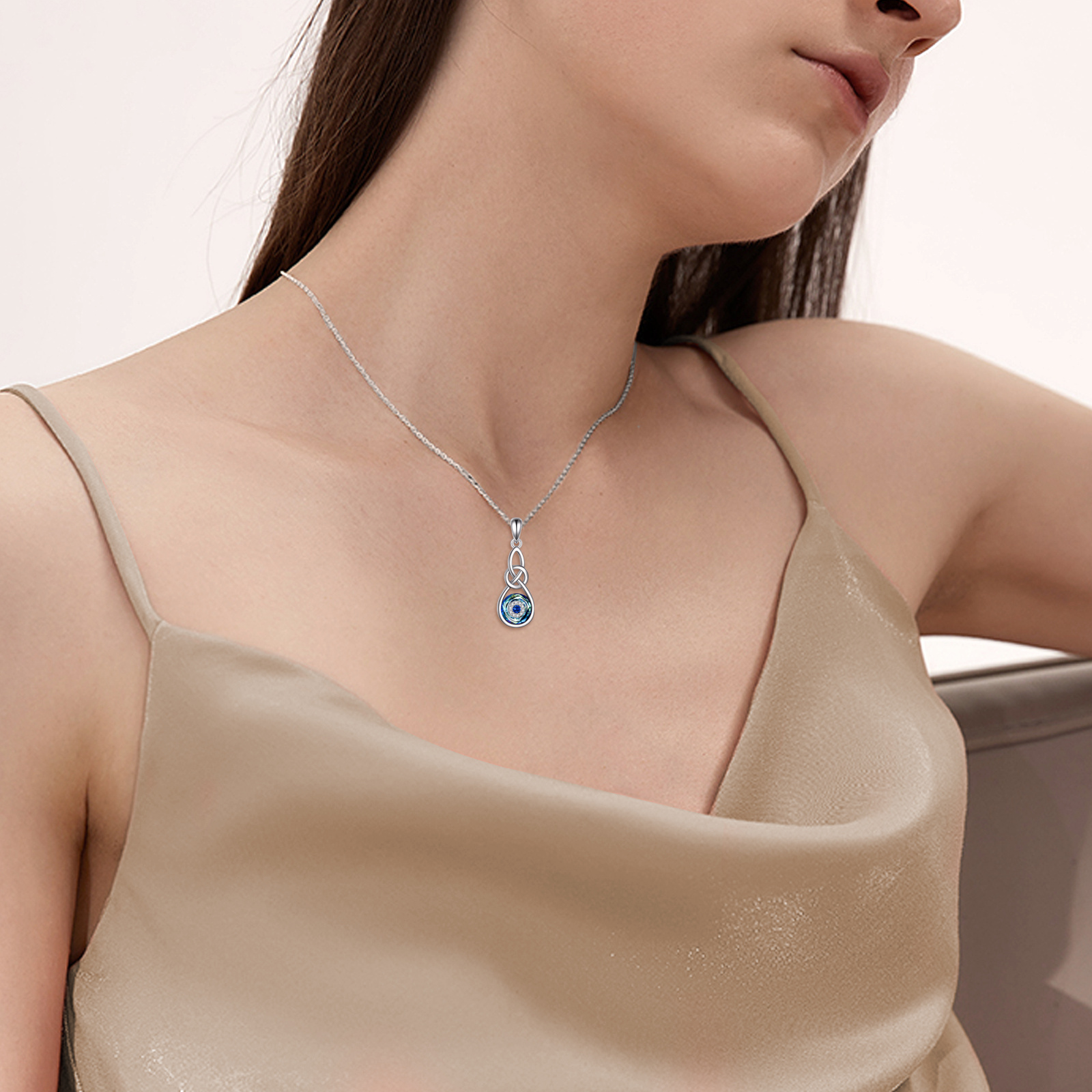 Women's 925 Sterling Silver Evil Eye Infinity Necklace