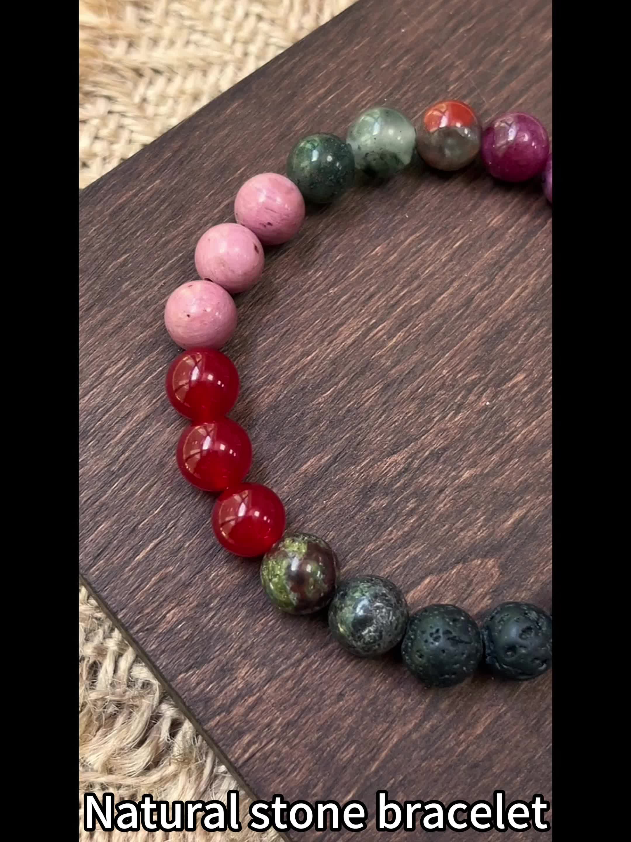Courage and Passion Beads Bracelet, Handmade Natural Stones