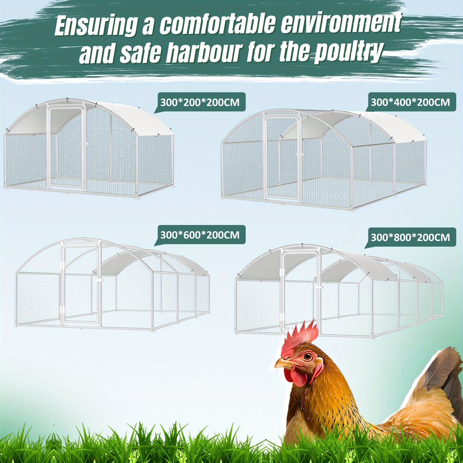 Chicken Coop Free-range Enclosure, Multiple Sizes, Dome Roof Chicken House With Lock, Easy To Clean, For Chicken Cage Bird Cage
