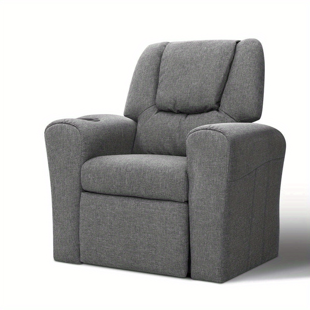     recliner chair   fabric adjustable grey sofa lounge for   with armrests built in cup holder plush cushioning for   sturdy construction for safety playroom furniture cozy  s seating linen fabric chair kid chair Product details 1