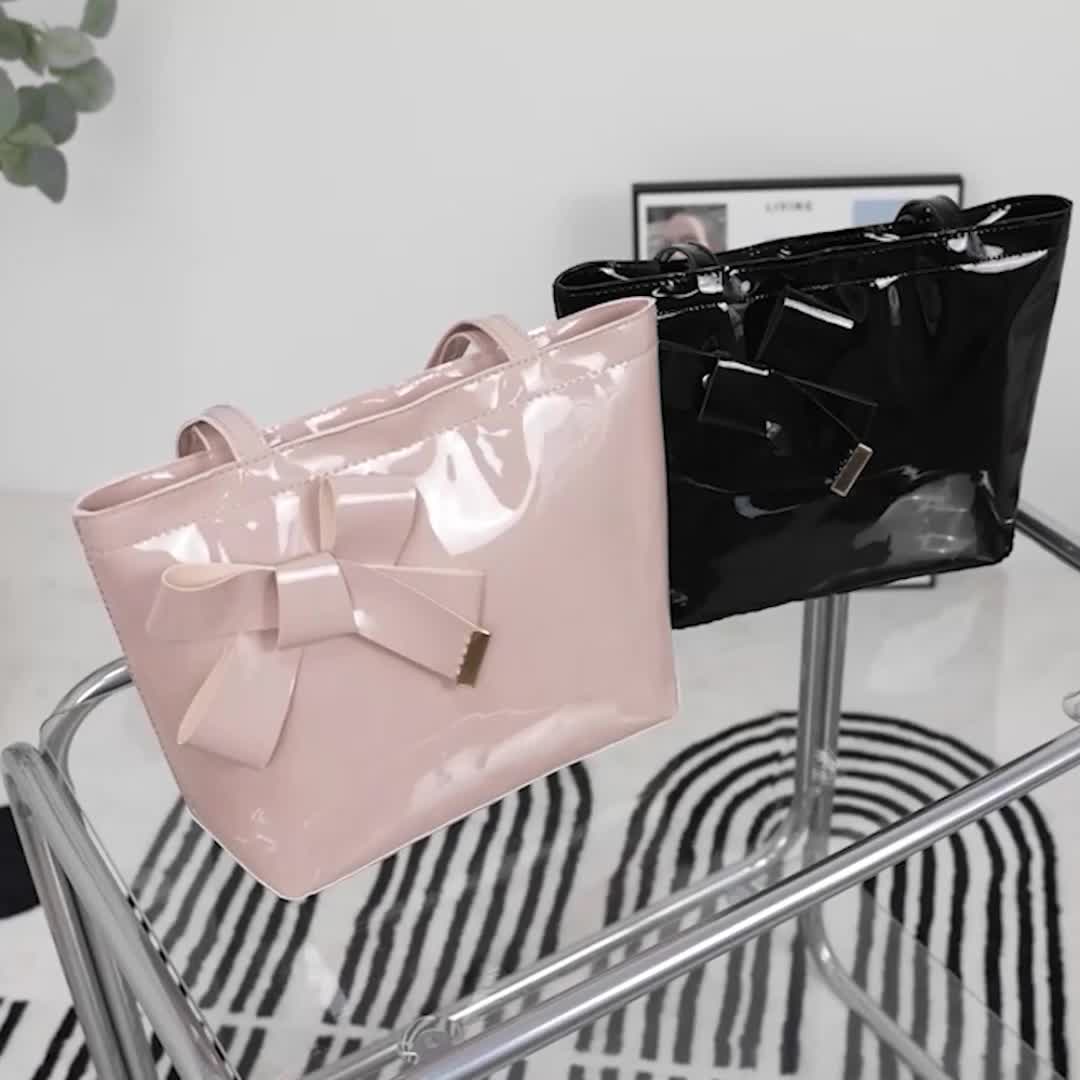 Bowknot Decor Solid Handbag All Match Shoulder Bag