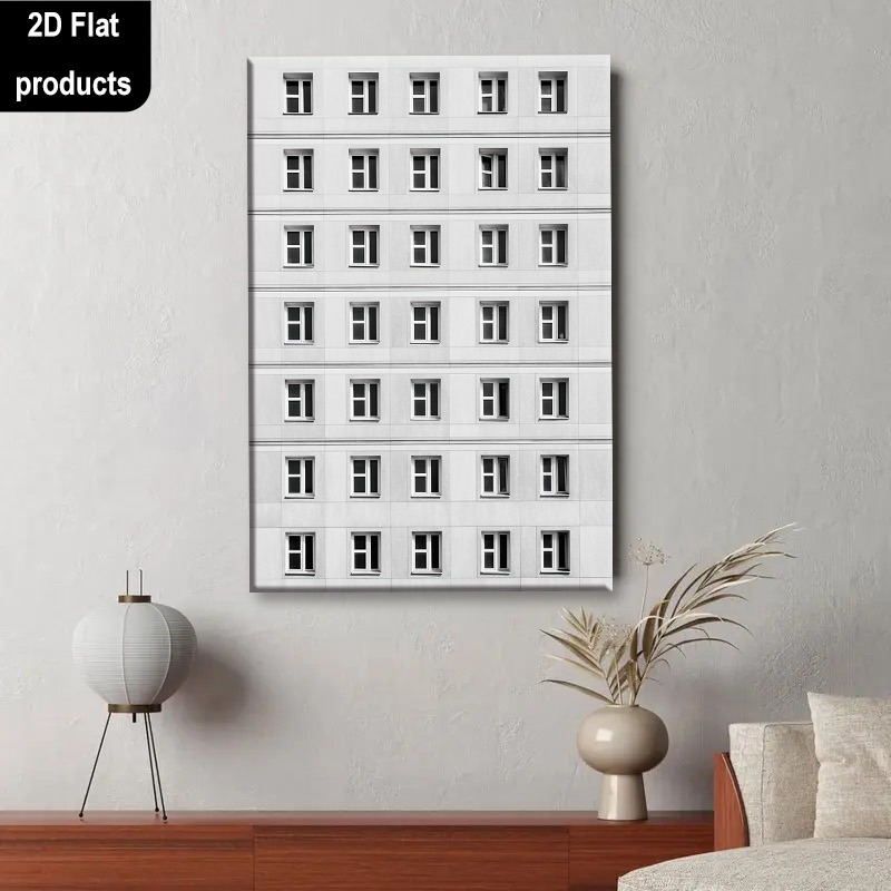 2D Flat, 2D Flat Black And     Wall Art,   Architecture Print, Modern Abstract Home Decor Poster, Large Canvas Art for Living Room, Frameless Wall Decoration