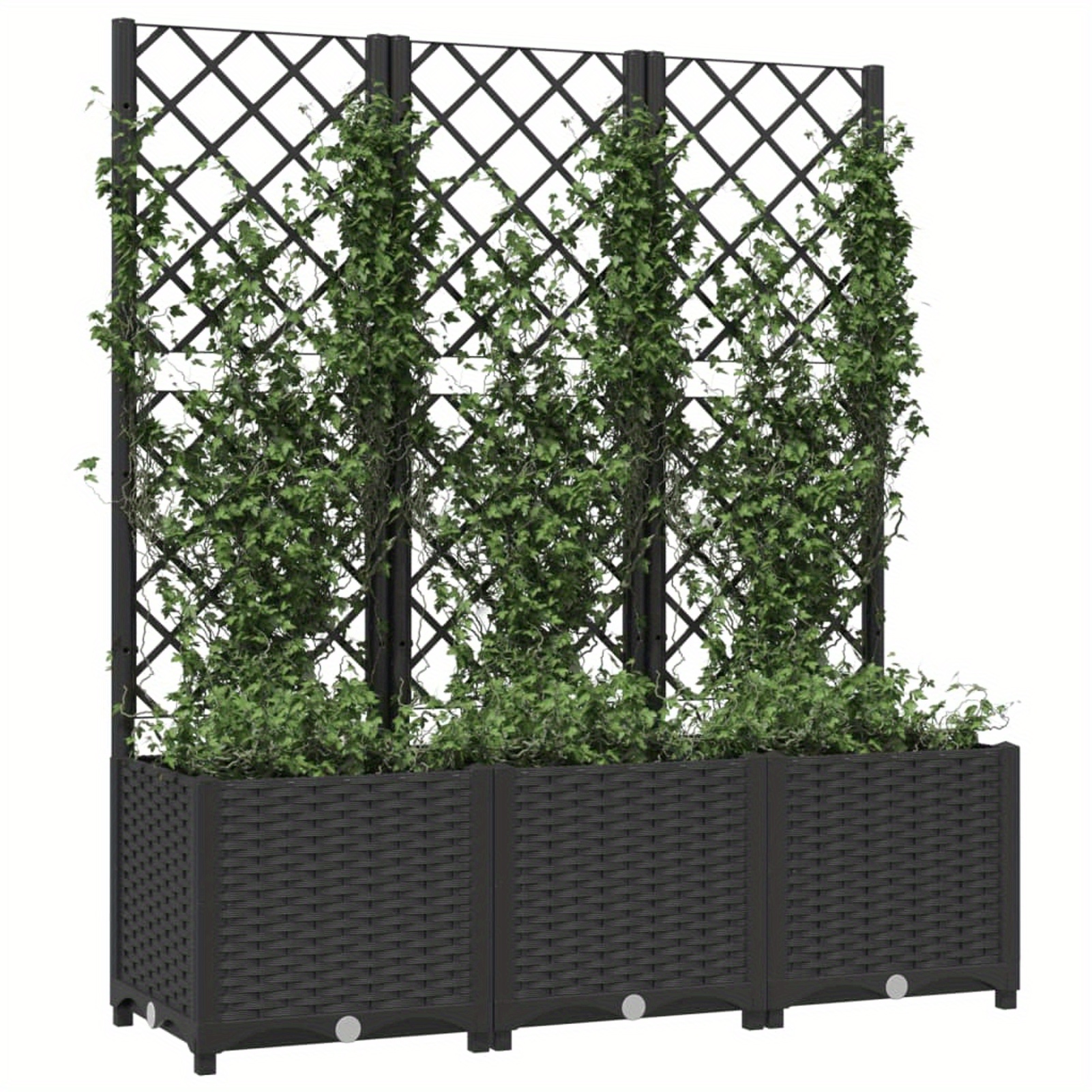Gecheer Garden Planter, Elevated Garden Bed, Ornamental Flower Containers, Garden Planter Featuring Trellis Black 120x40x136 Cm Pp