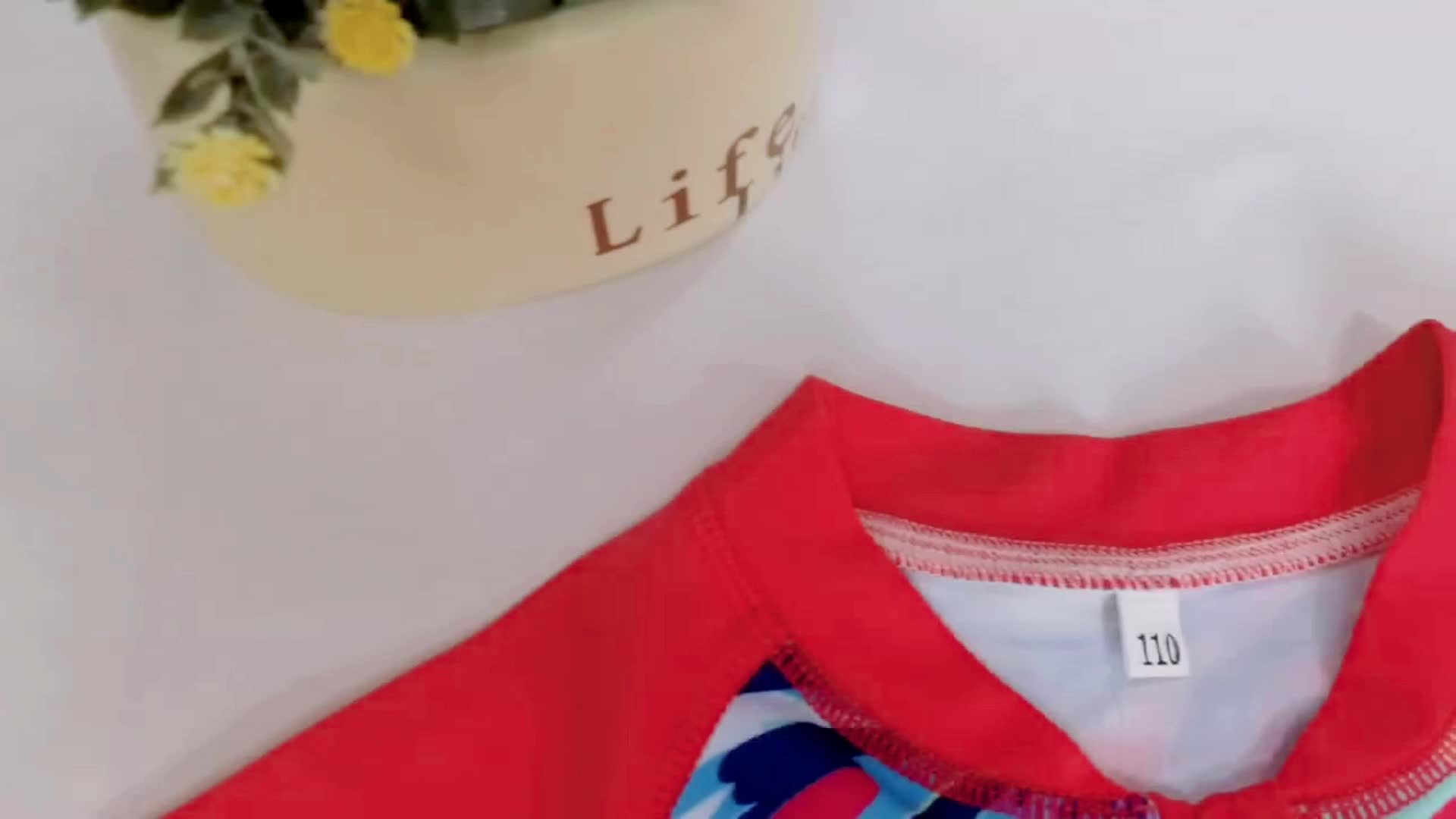 Girls' 3D Print Swimsuit for Beach Vacations & Sun Protection