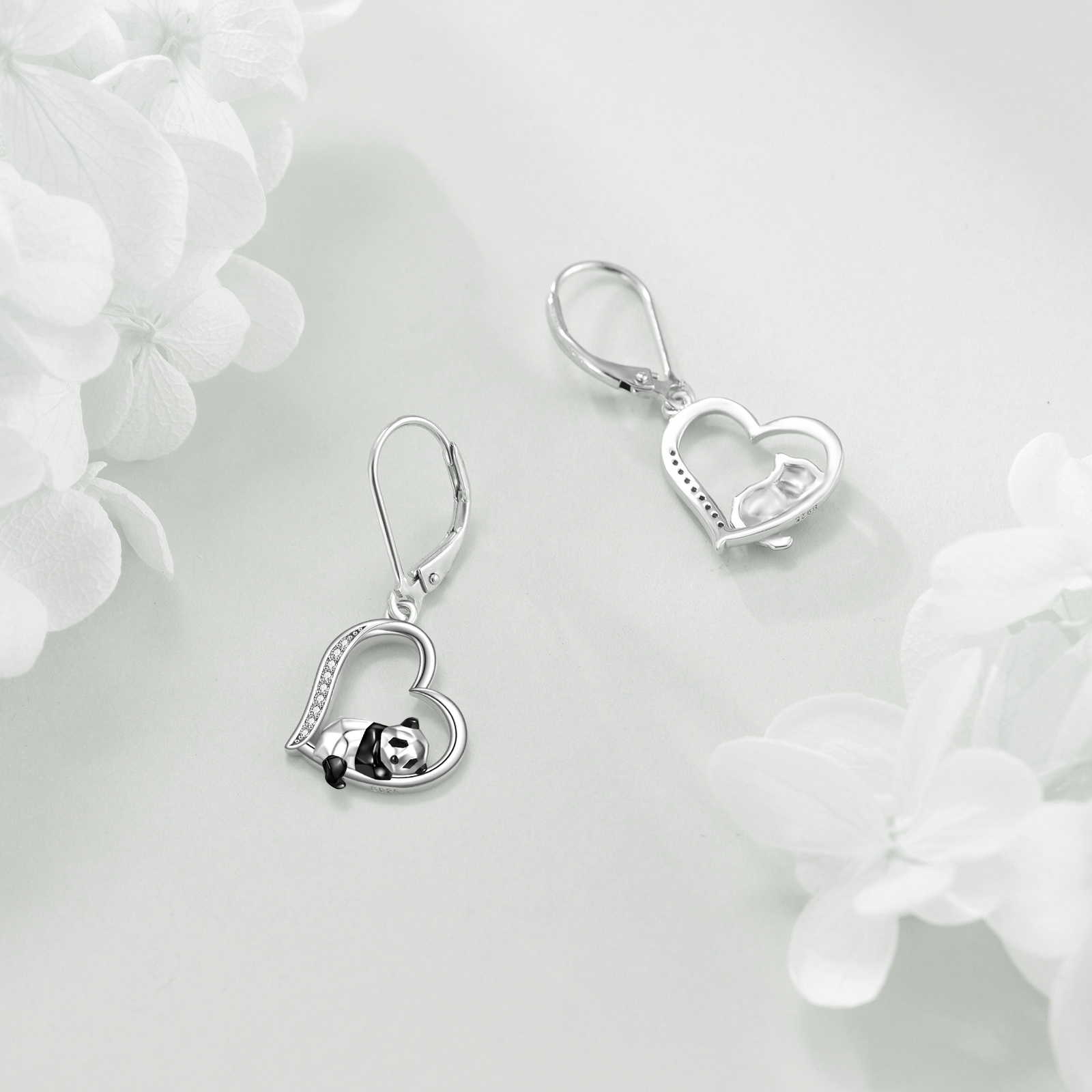 yfn heart earrings cute animal dangle earrings for her 925 sterling   jewelry packaged with jewelry box panda earrings birthday gifts for her women Product details 3