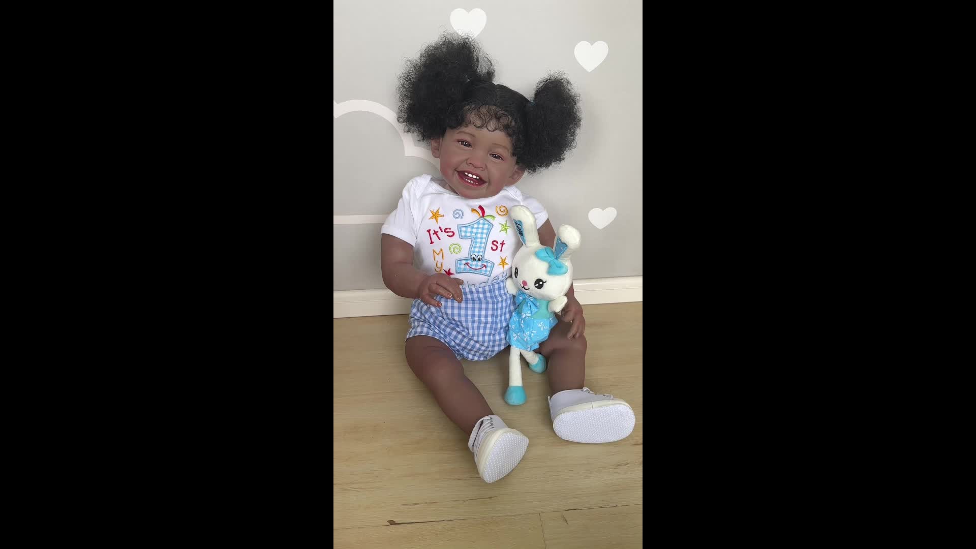Adorable Dark Brown Skin Reborn Toddler Girl Doll Happy Baby
