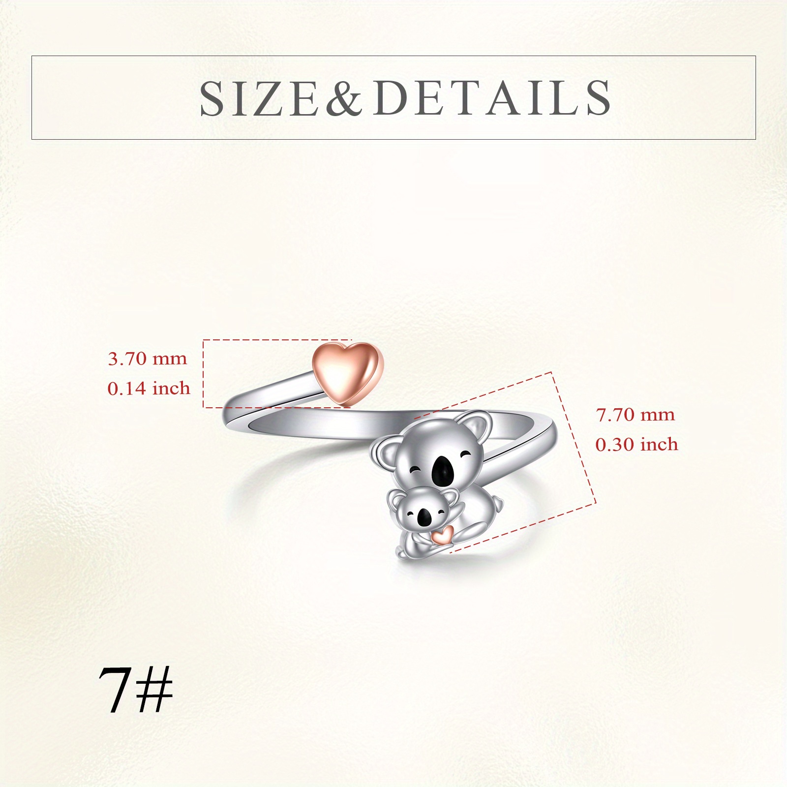 Koala Ring 925 Sterling Silver Adjustable Ring Animal Jewelry Gift