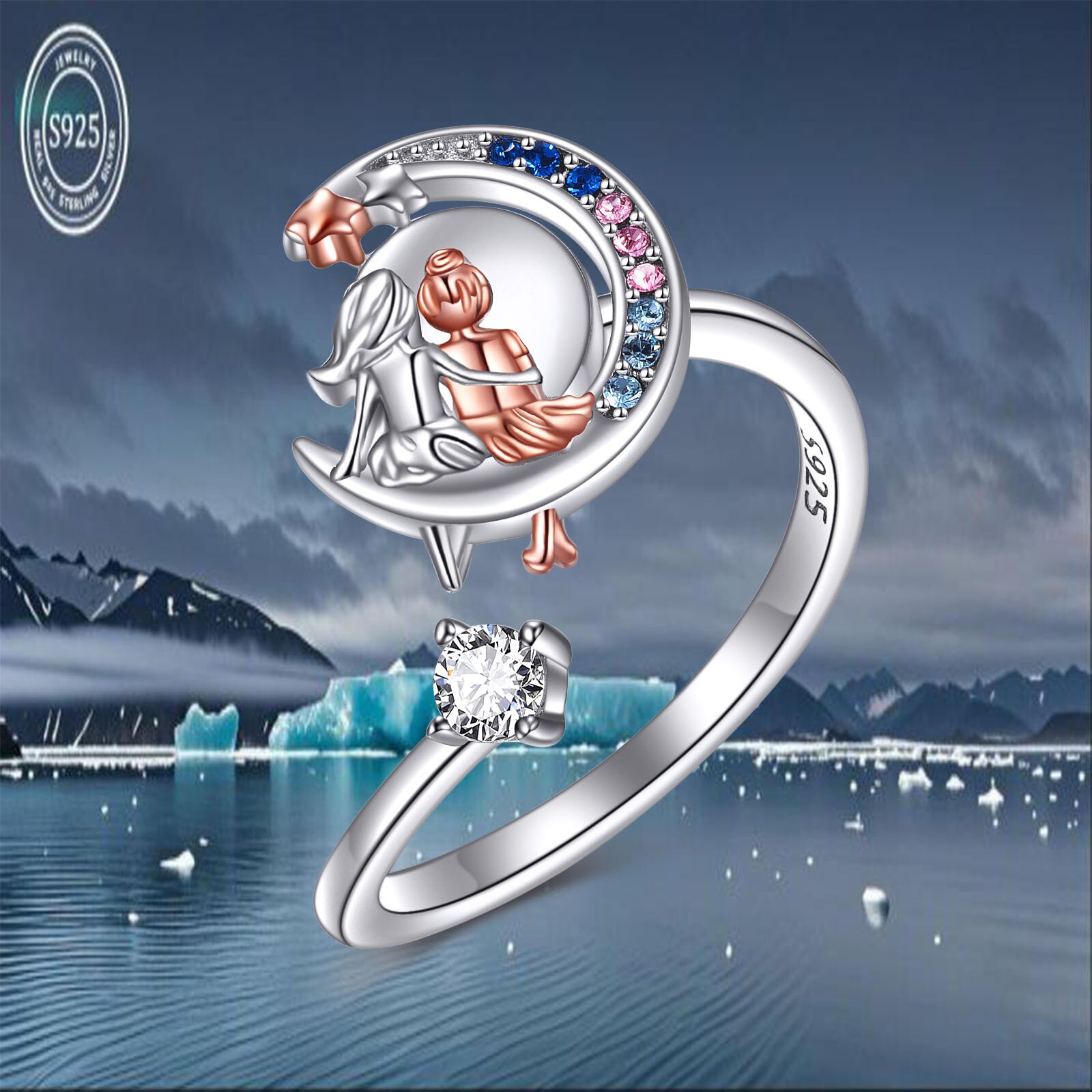   anxiety fidget ring 925 sterling silvery   decompress jewelry gift for women   Product details 3