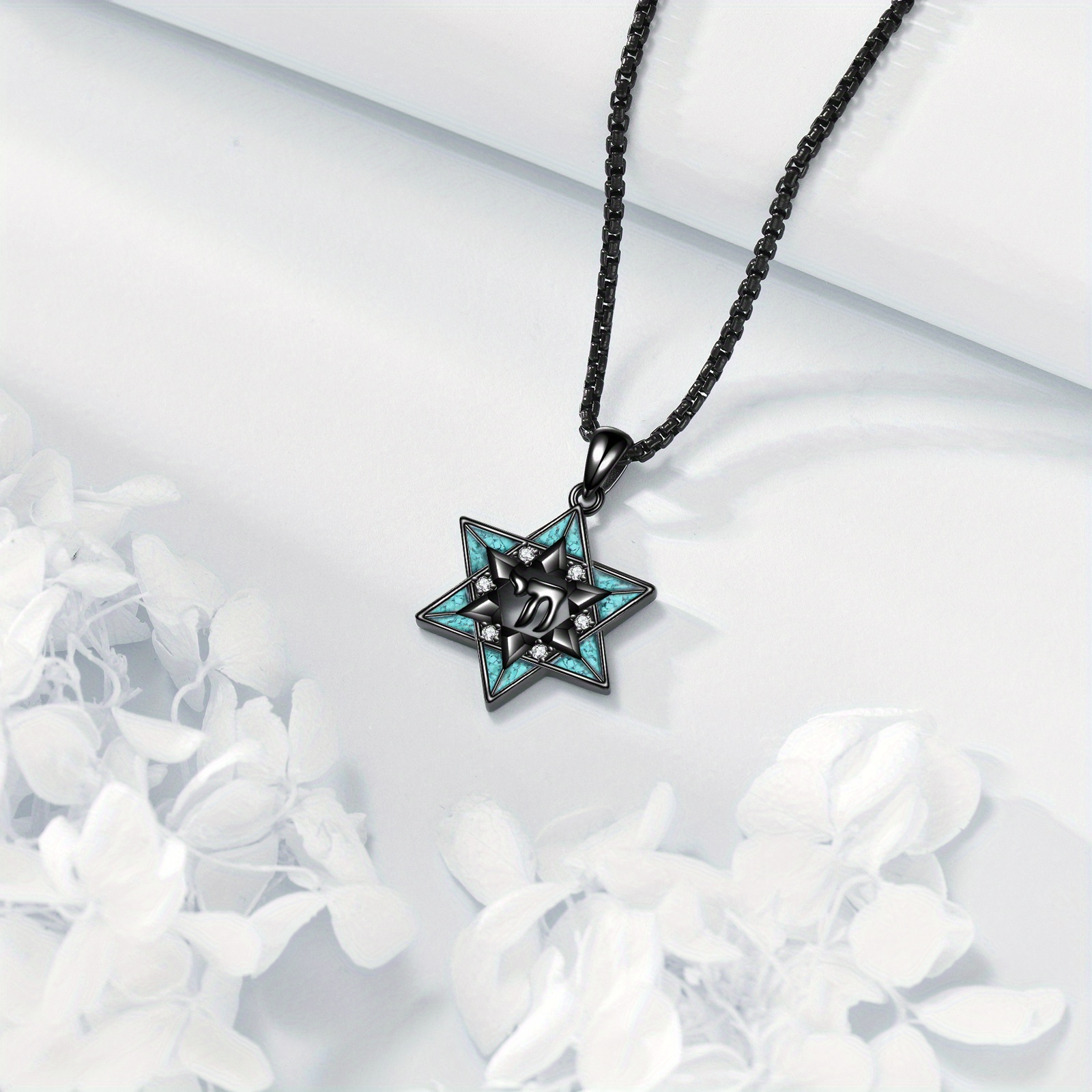 Star of David Sterling Silver Hebrew Pendant Necklace