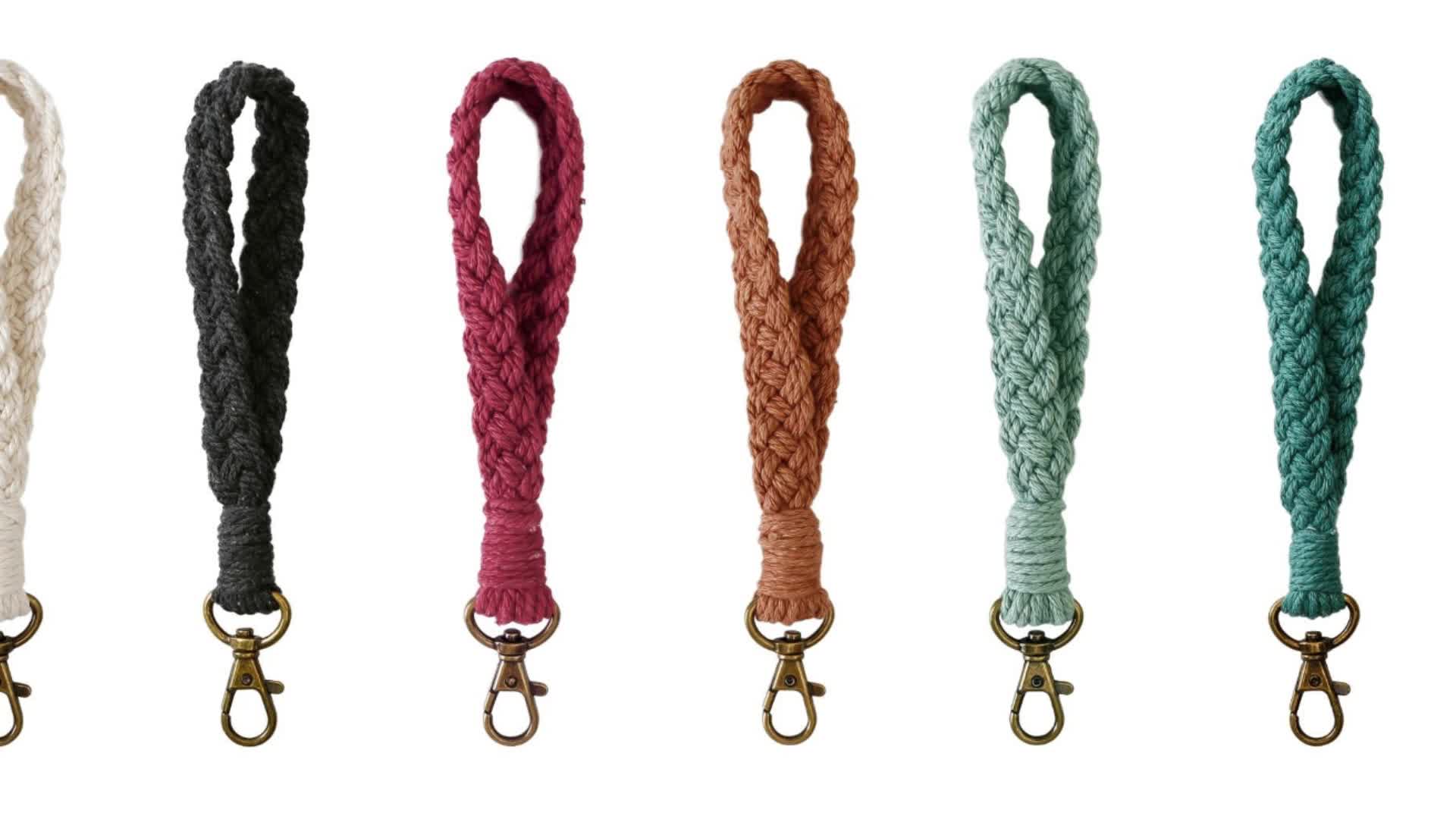 Trendsi Macrame Wristlet Key Chain Chestnut / One Size