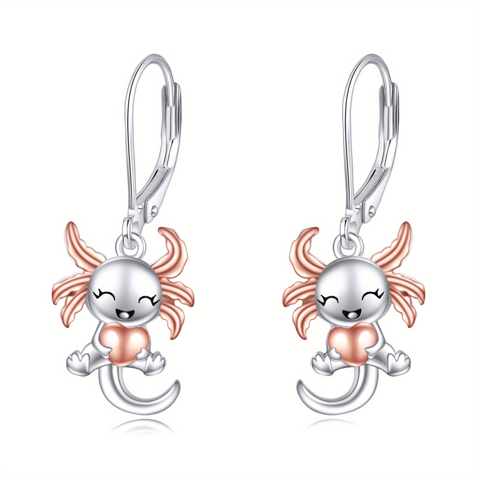 Image of 925 Sterling Silvery Unicorn Sloth Axolotl Earrings, Leverback Jewelry For Women And S (axolotl Leverback Earrings)