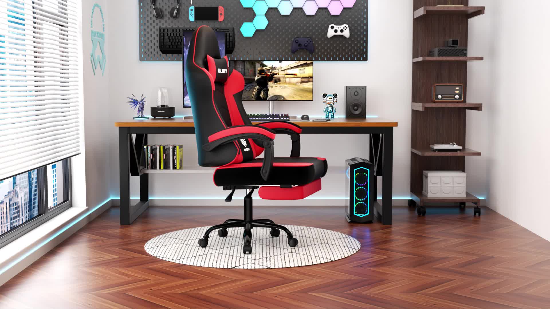 Gronfont gamingstoel met voetensteun