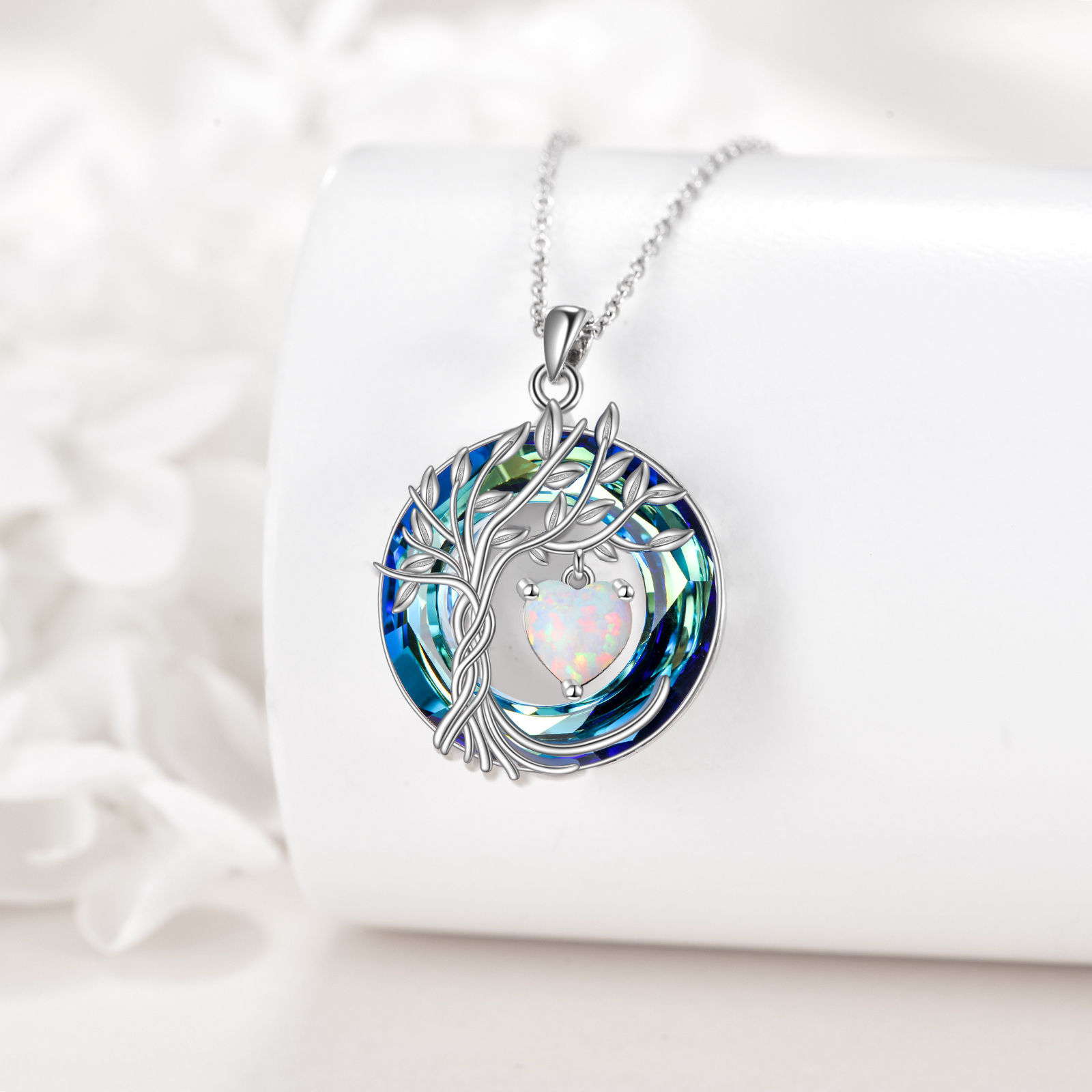 Women's 925 Sterling Silver Tree of Life Birthstone Necklace