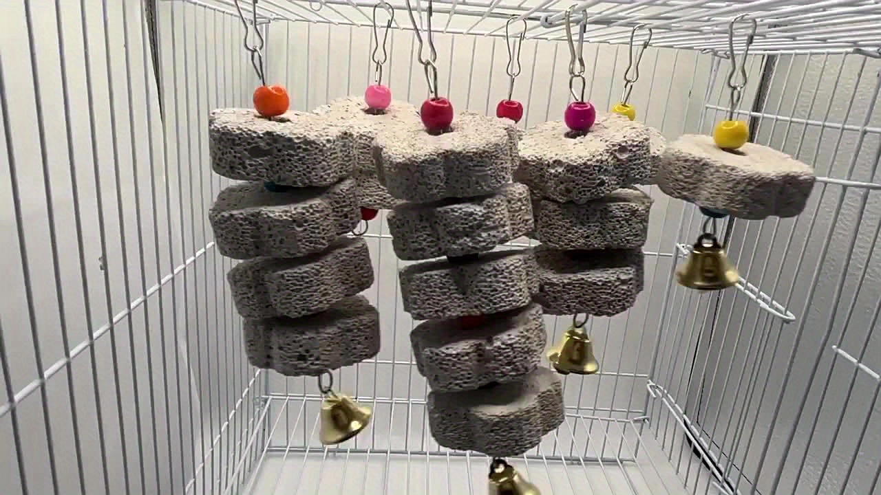 Parrot Chewing Toy - Bird Beak Grinding Stone with Bell And Calcium Supplement Mineral Food String. Bird Toys, Bird Cage Additions, Suitable for a Variety of Small Animal Toys - Image 12