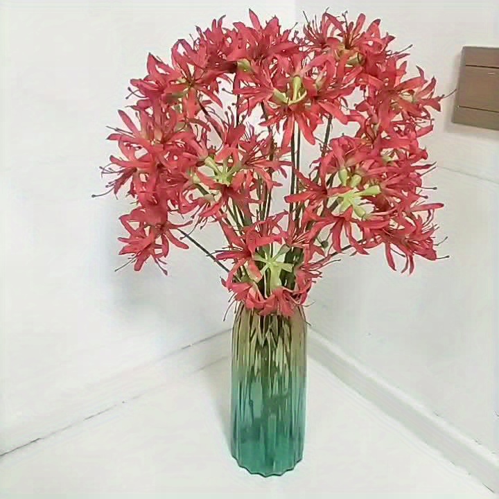 2 stems 6 heads real touch artificial spider lily red - Temu Brazil