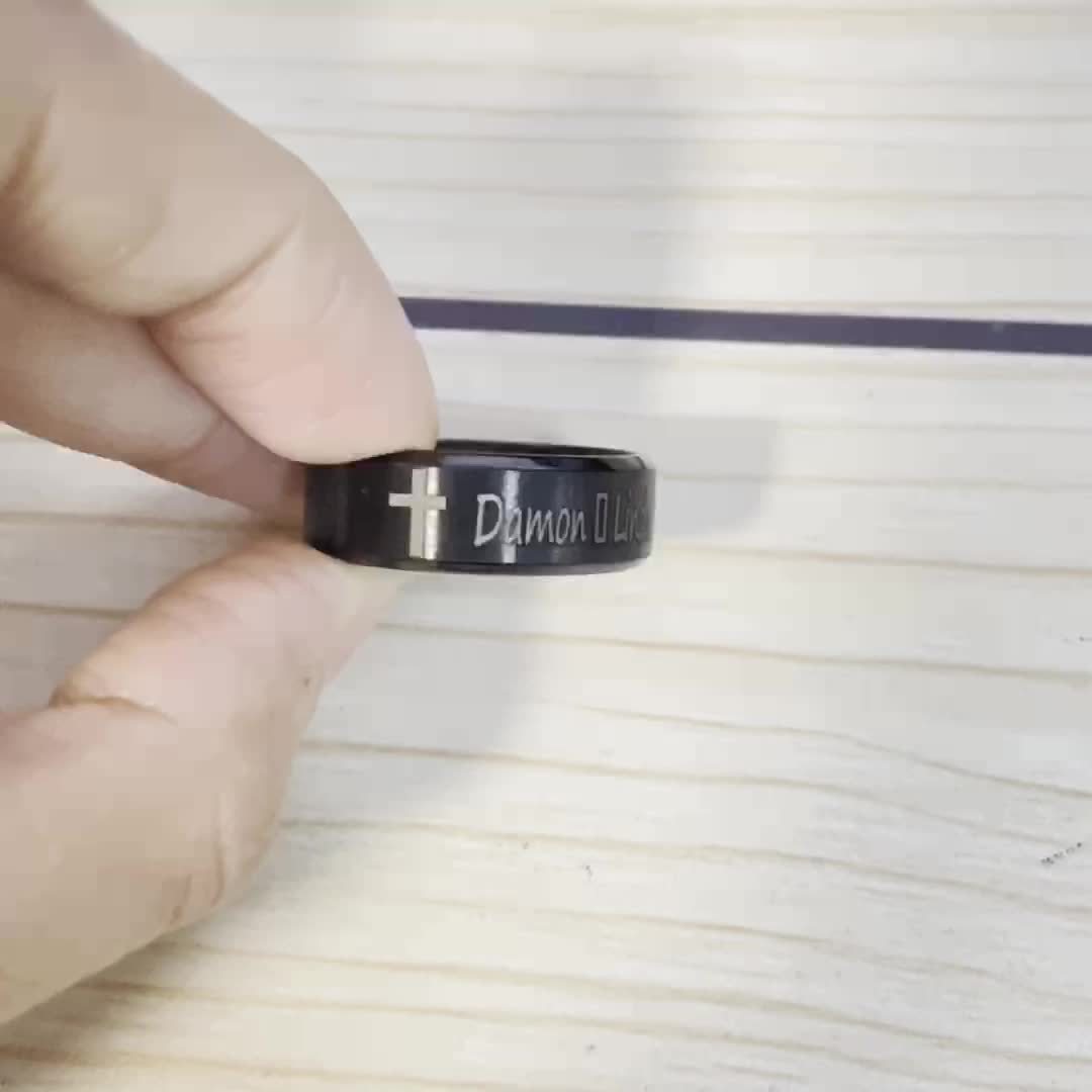 Custom Engraved Stainless Steel Cross Ring
