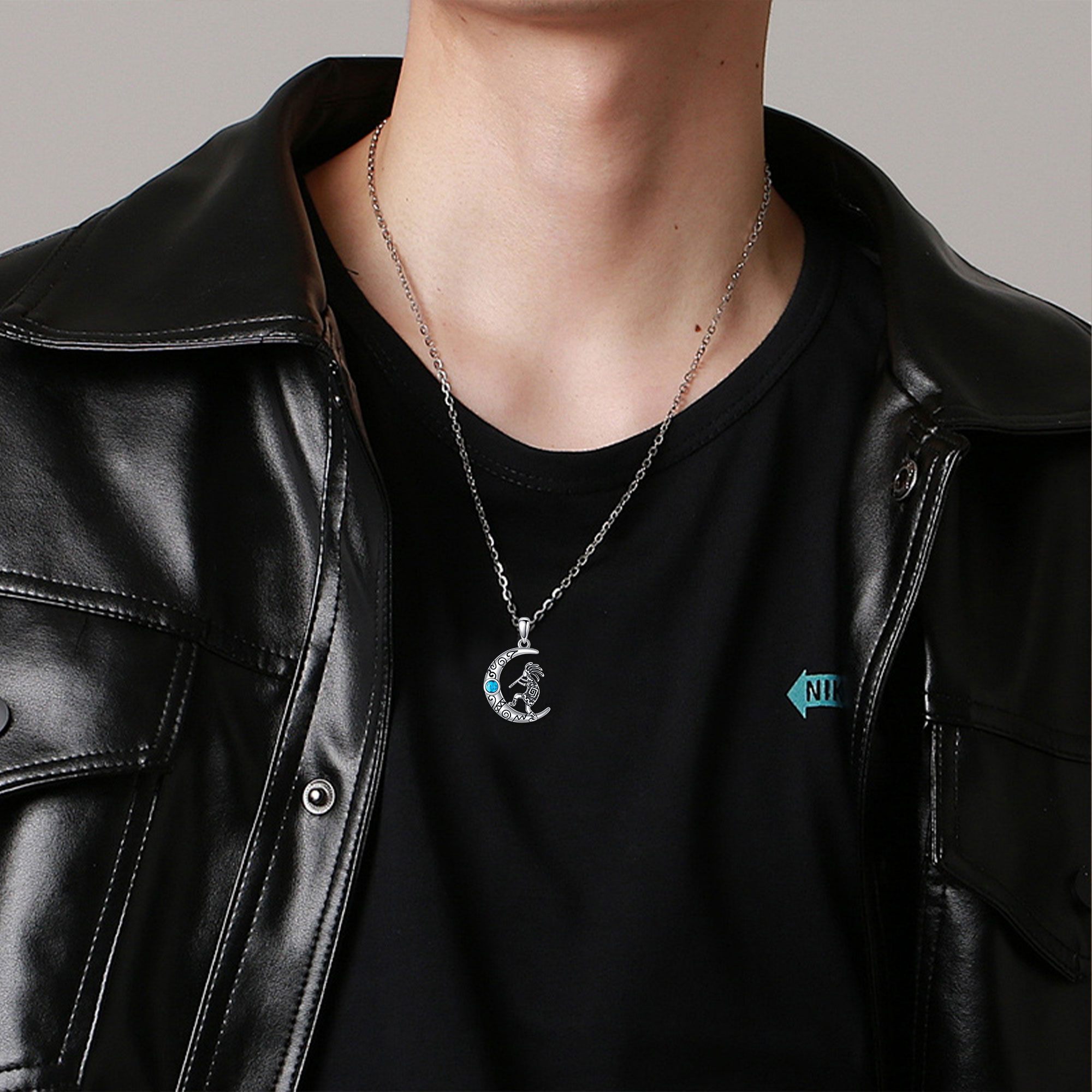 YAFEINI Moon Kokopelli Pendant Necklace, Elegant Design