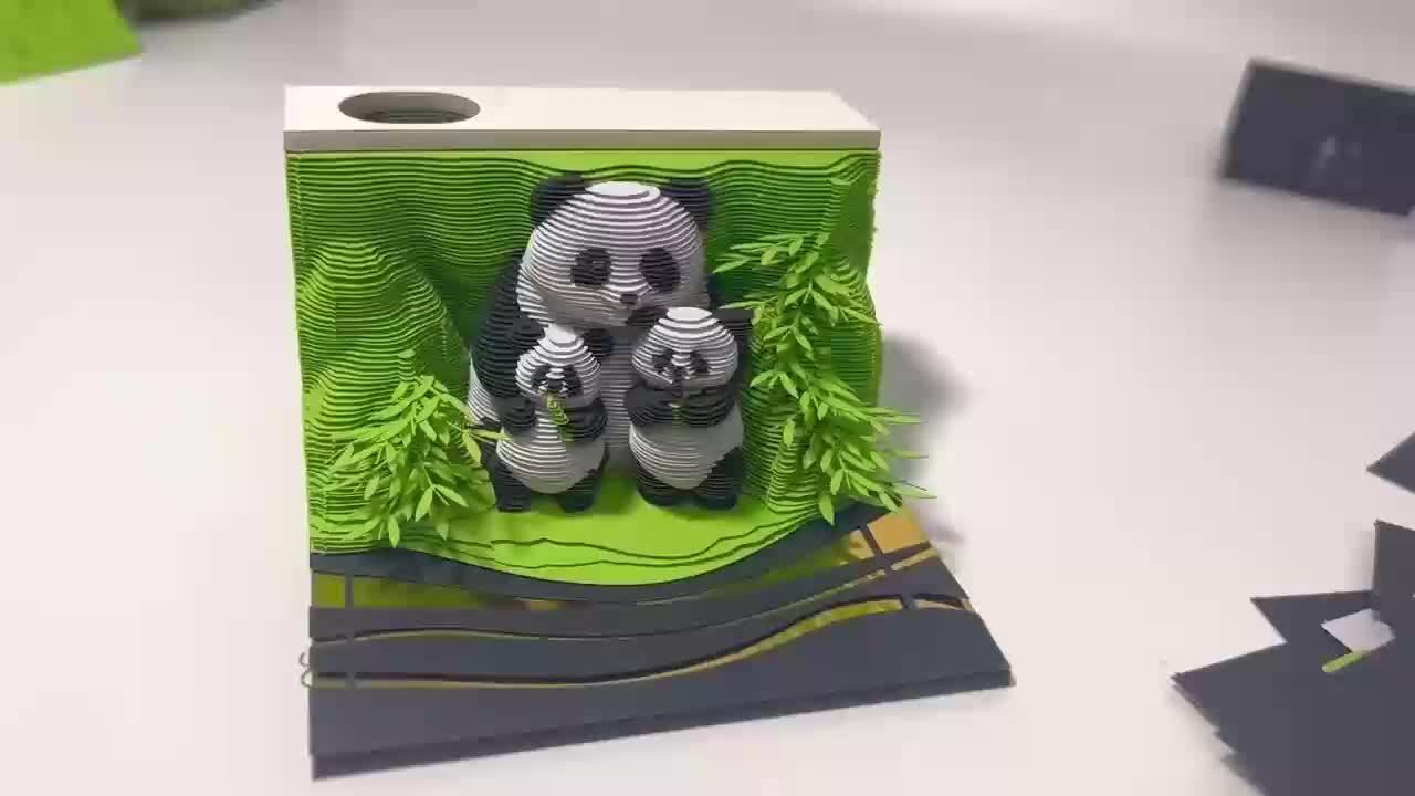 Calendrier Hebdomadaire 2026 3D Panda – Bloc-notes Créatif, Sculpture En Papier, Déco De Bureau Cadeau Original