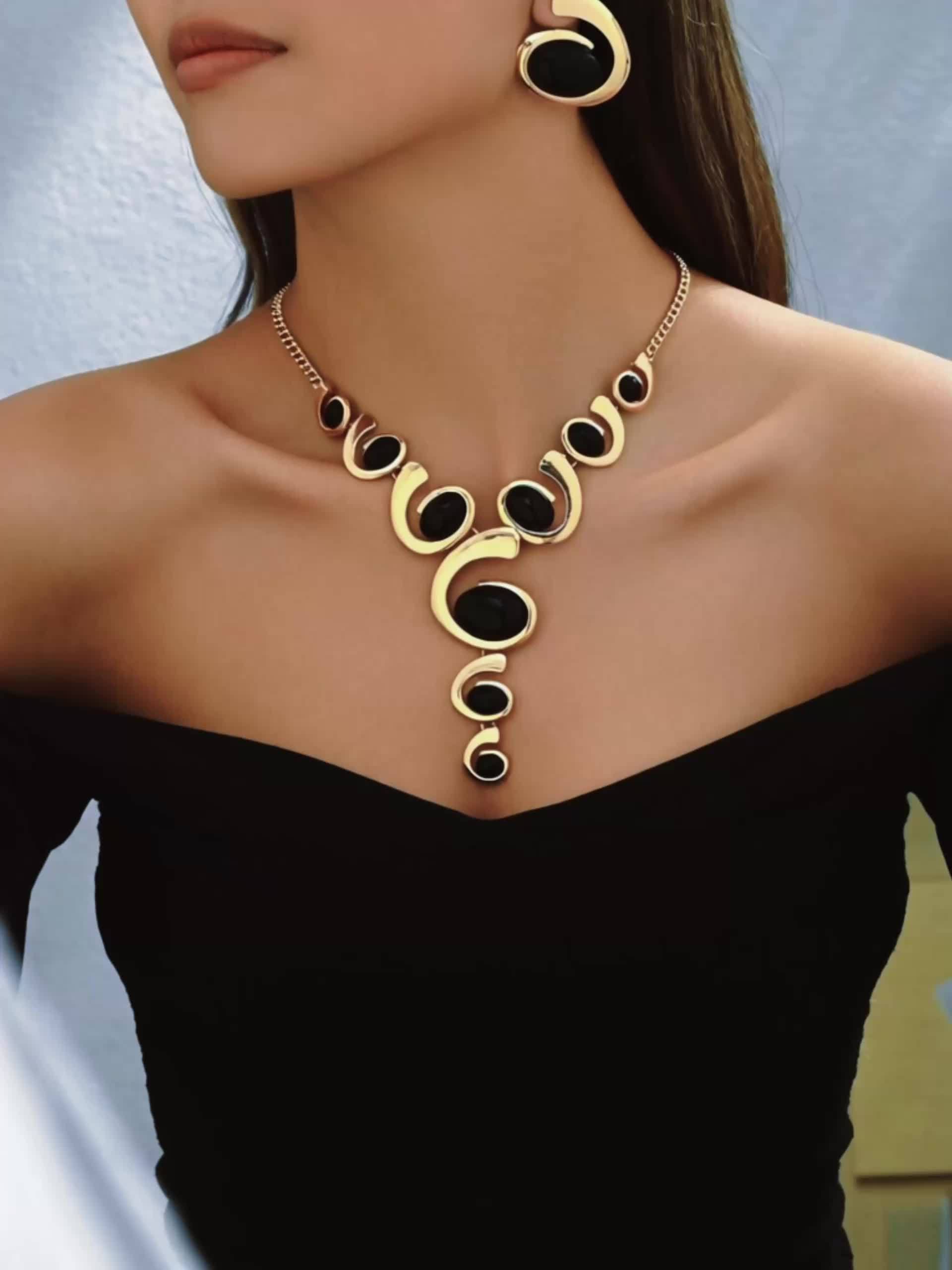 Boho Classic Spiral Snail Shape Jewelry Set, 2pcs