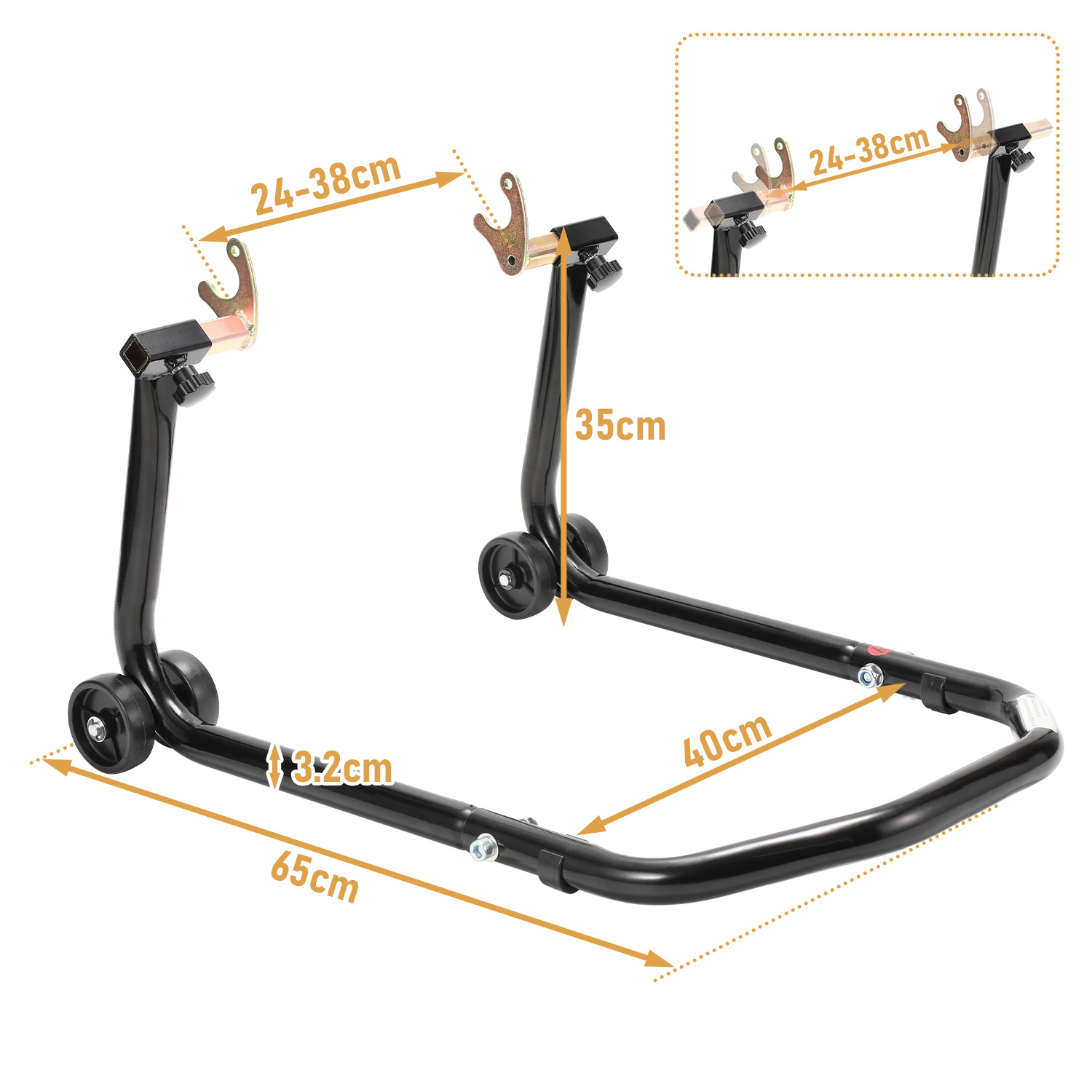 Motorcycle Lift, Rear Motorcycle Lift For Jacking Up, Jacking Device, Width-adjustable, Maintenance/assembly Work For Motorcycles Up To 300kg, Black/red