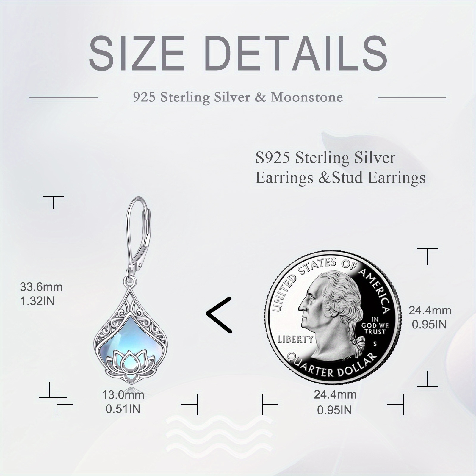 for lotus flower earrings 925 sterling silvery teardrop synthetic   dangle earrings for women for lotus jewelry birthday Product details 2