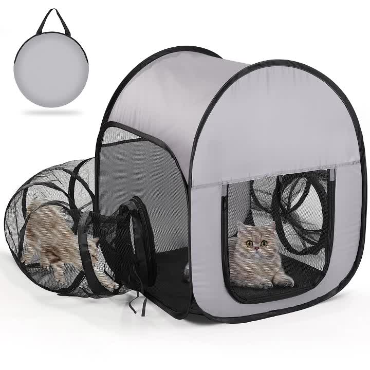 Portable Foldable Cat Enclosure with Birthing Room & Fencing