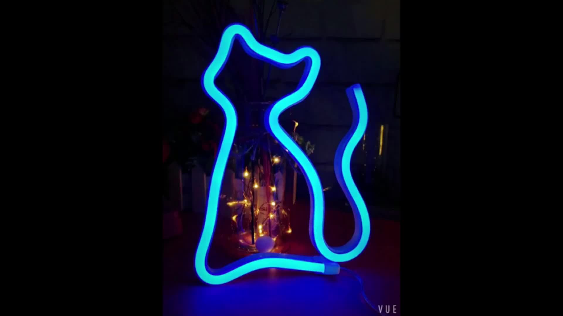 1pc Cat Led Neon Sign Mirror Light Specchio Decorativo Neon - Temu Italy