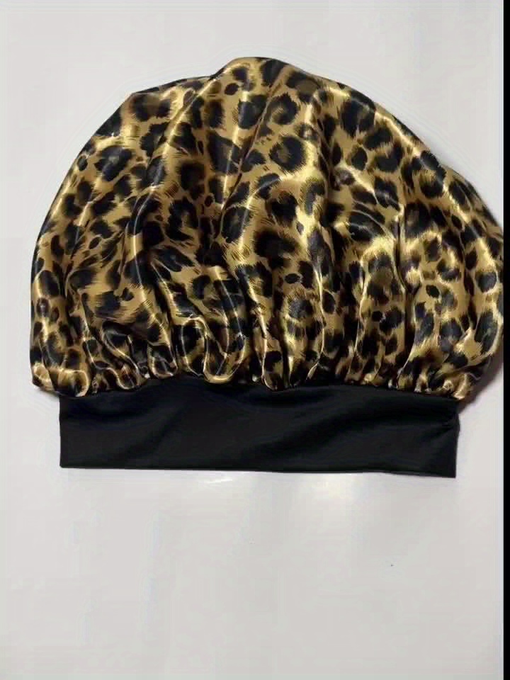 Customized Leopard Print Satin Bonnet, Soft and Comfortable
