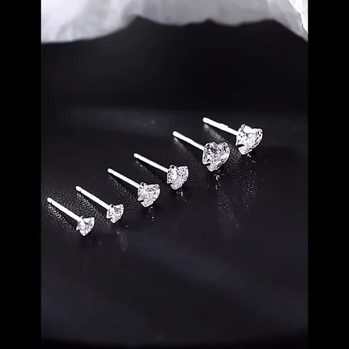 3pc Women's Love Heart Stud Earrings Set