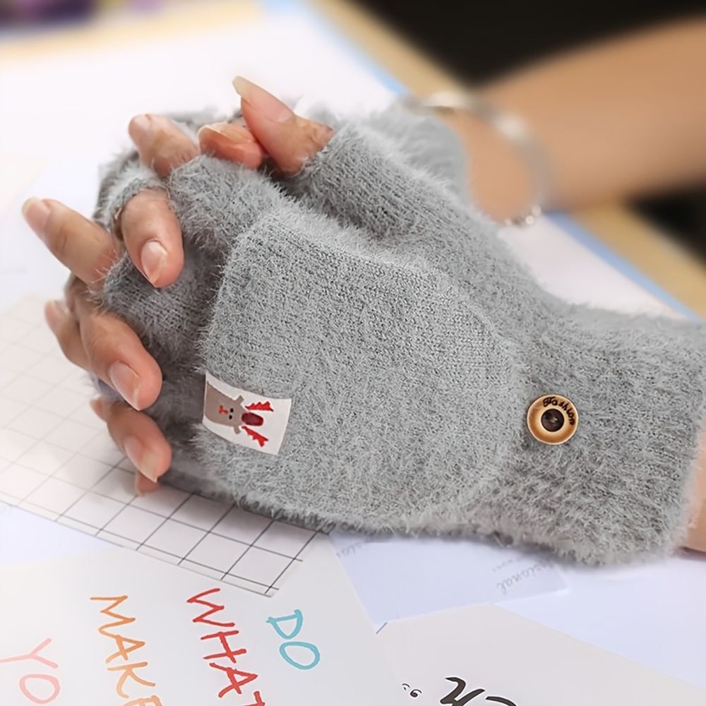 Women's Winter Gloves with Deer Pattern, Touchscreen Compatible