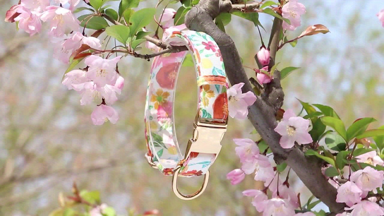 Adjustable Dog ID Collar Flower Pet Necklace