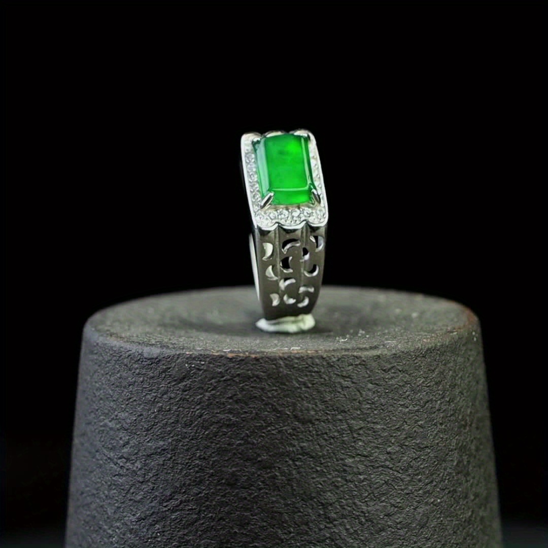 Natural Stone Inlaid 925 Silver DIY Ring — Unisex