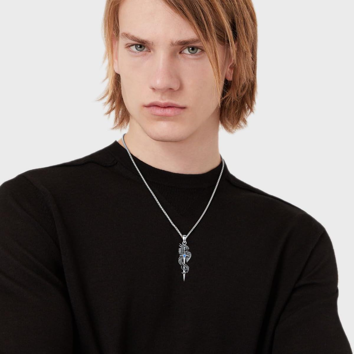925 Silver Phoenix Pendant Necklace, Gift for Father's Day