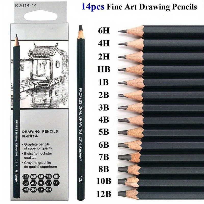 Marie's Artist Pencils 12b/14b/16b Intense Black Charcoal - Temu