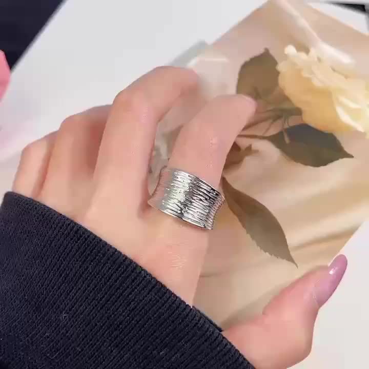 925 Silver Wide Band Women's Ring Adjustable with Packaging