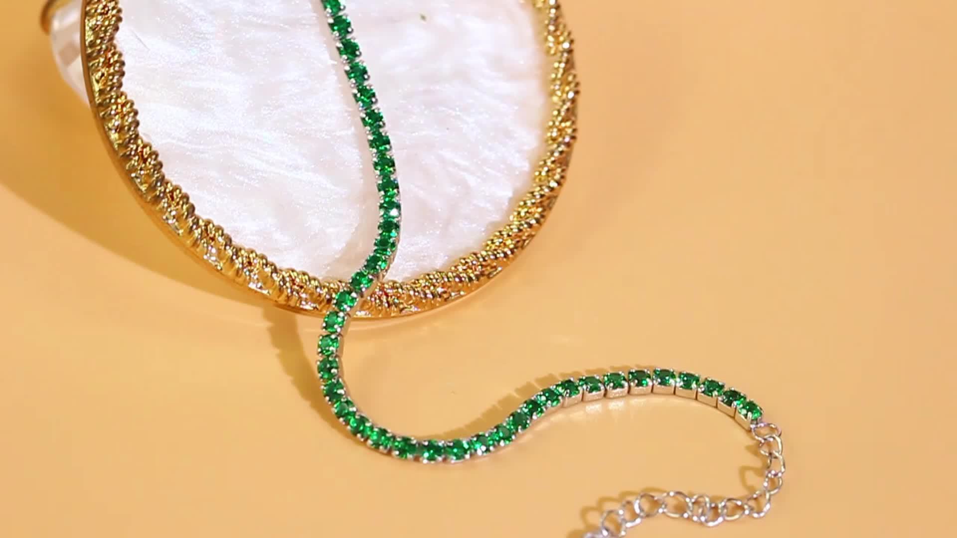 925 Pure Silvery Green Tennis Bracelet for Women